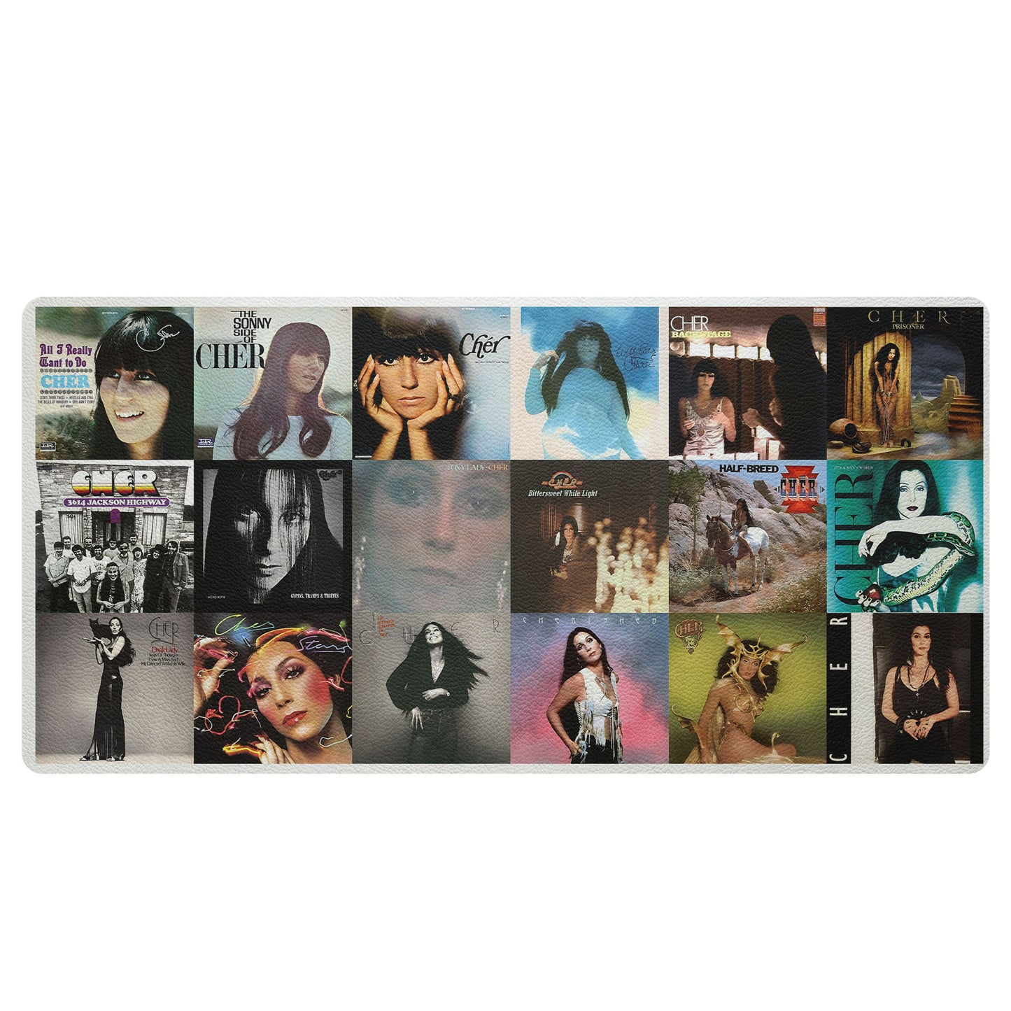 Cher Pop Queen Album Collage Print Desk Mat – Non-slip Office Gift Keyboard Pad Birthday Gift For Music Lovers