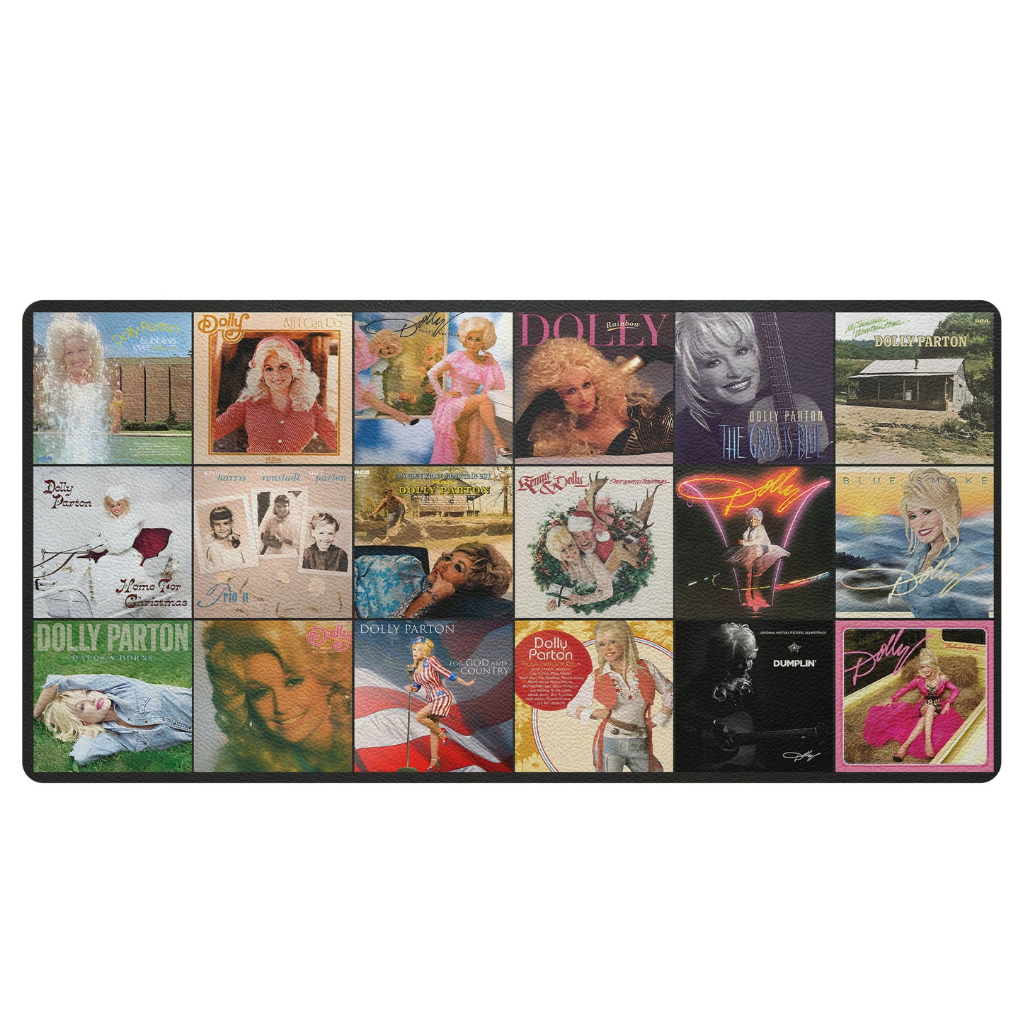 Dolly Parton Queen of Country Album Covers Collage Desk Mat – Non-slip Office Gift Keyboard Pad Birthday Gift For Music Lovers