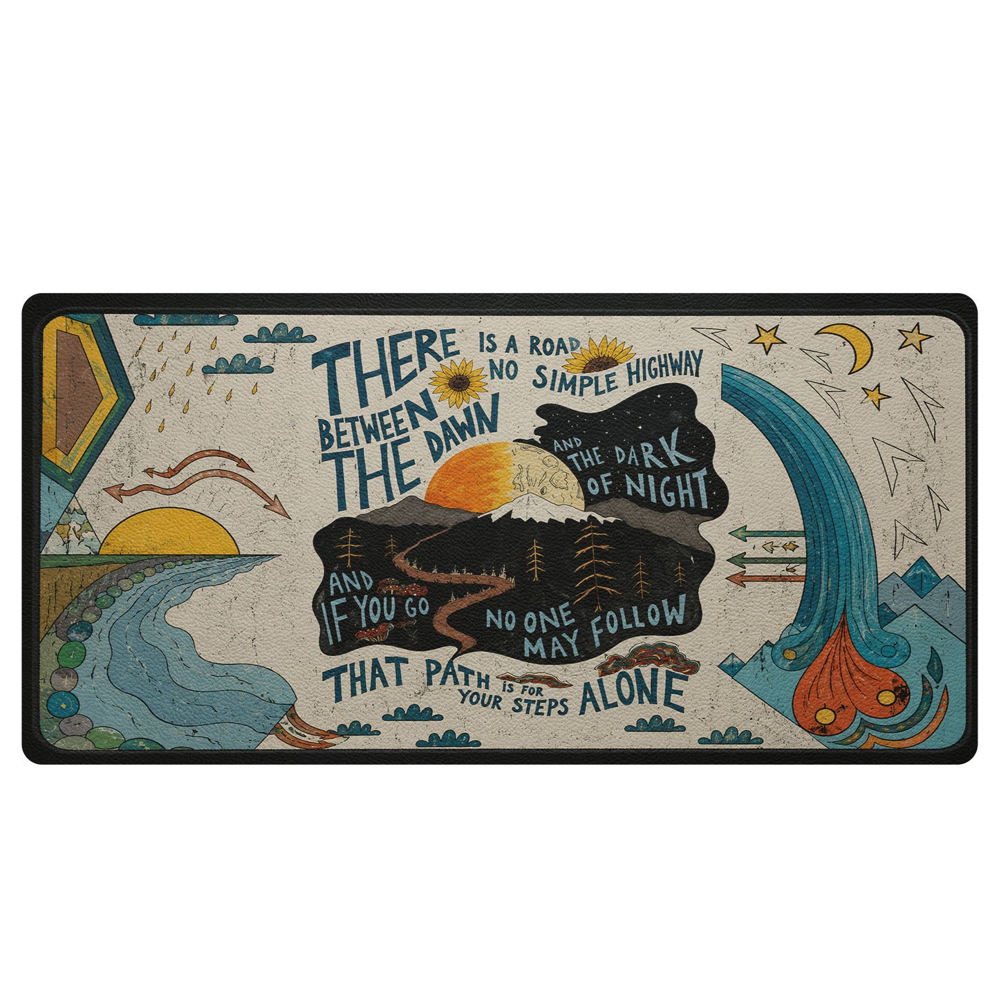 Grateful Dead Ripple Lyrics Retro Psychedelic Sun Moon Desk Mat – Non-slip Office Gift Keyboard Pad Birthday Gift For Music Lovers