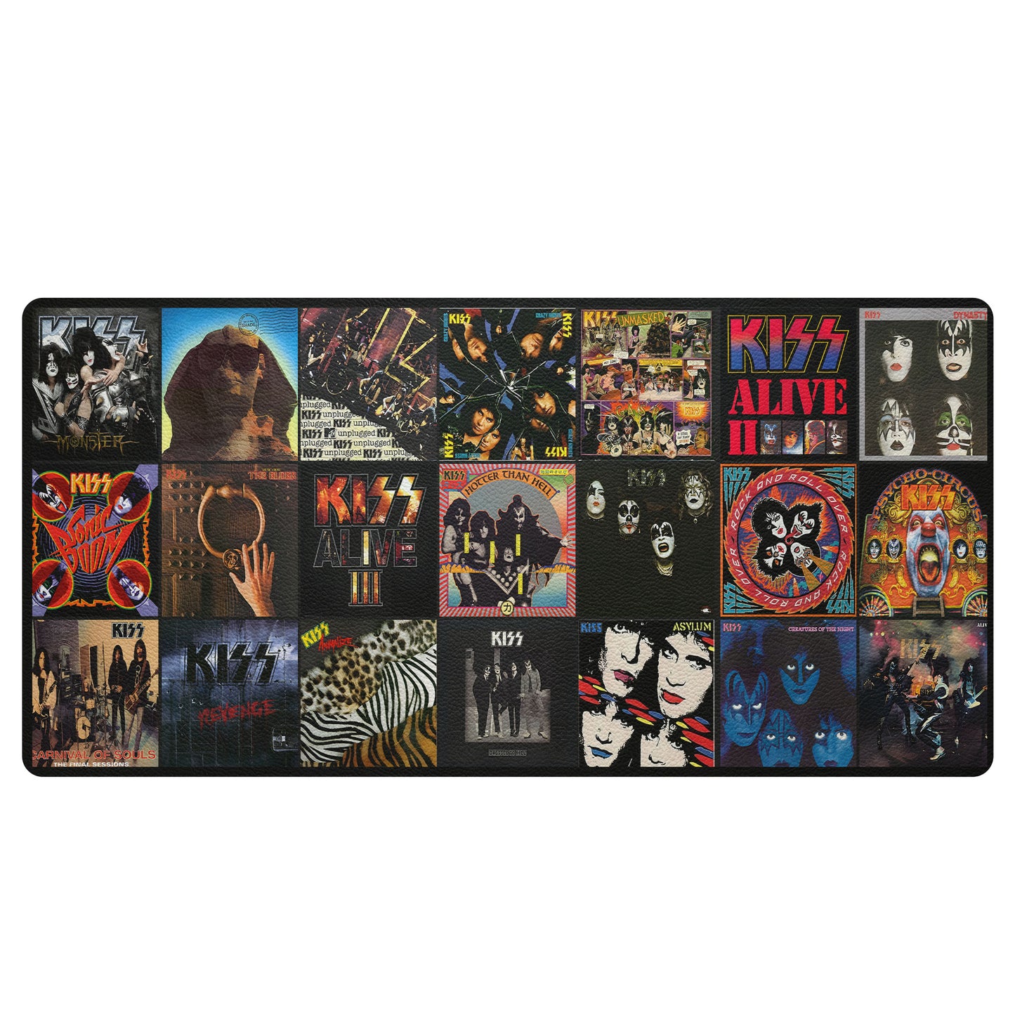 KISS Band Rock N Roll Album Covers Collage Desk Mat – Non-slip Office Gift Keyboard Pad Birthday Gift For Music Lovers