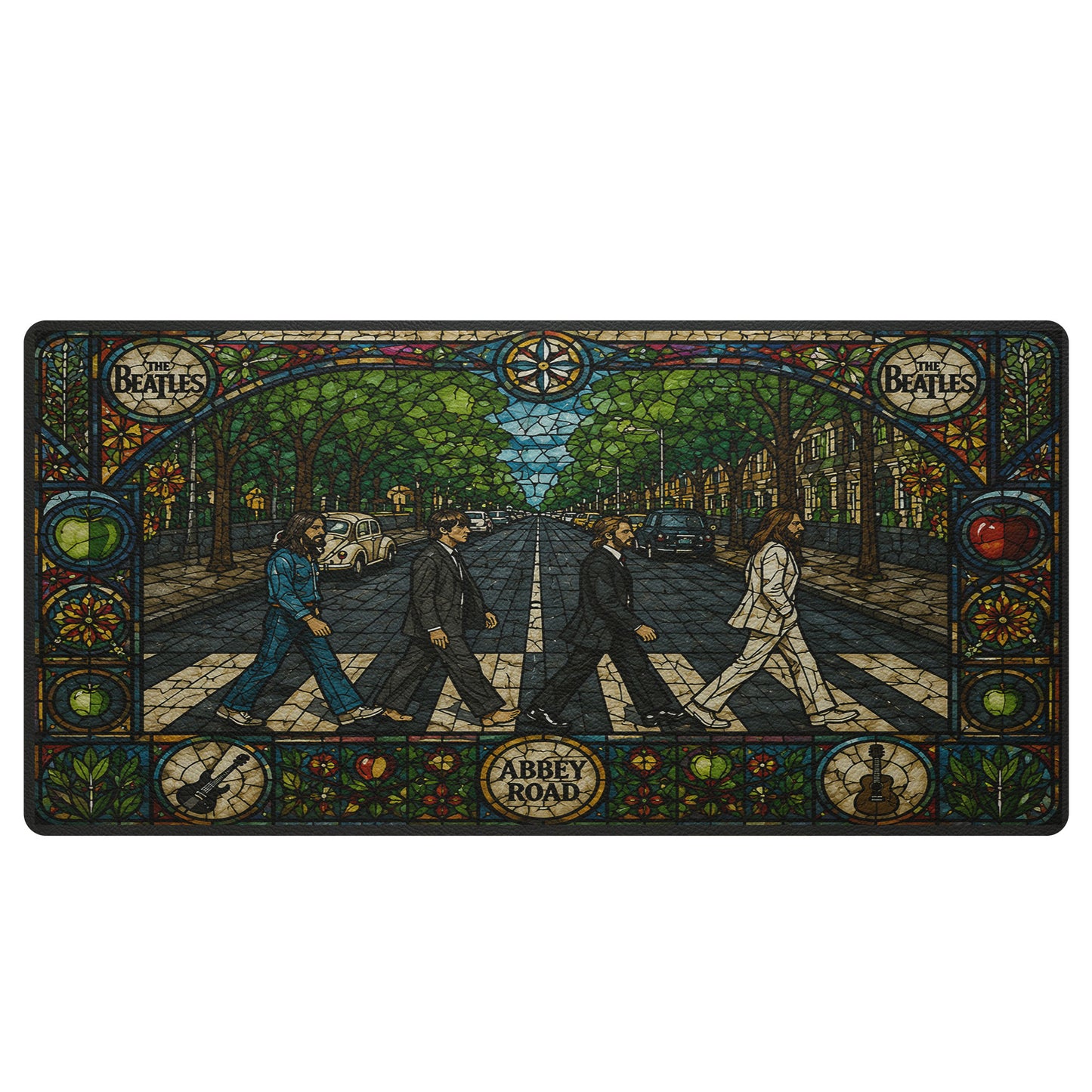 The Beatles Abbey Road Stained Glass Desk Mat – Non-slip Office Gift Keyboard Pad Birthday Gift For Music Lovers