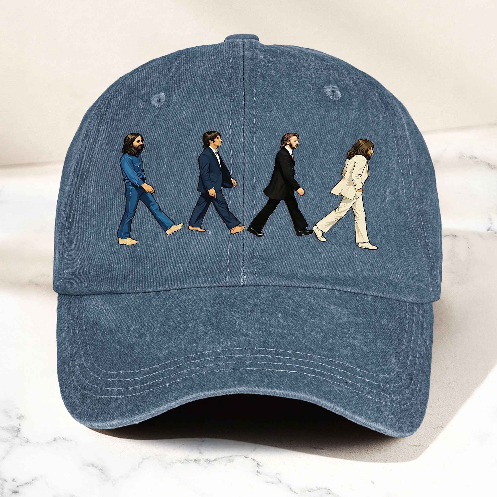 Abbey Road Denim Dad Cap – Iconic Walk Design ( With BOX) – Printnest