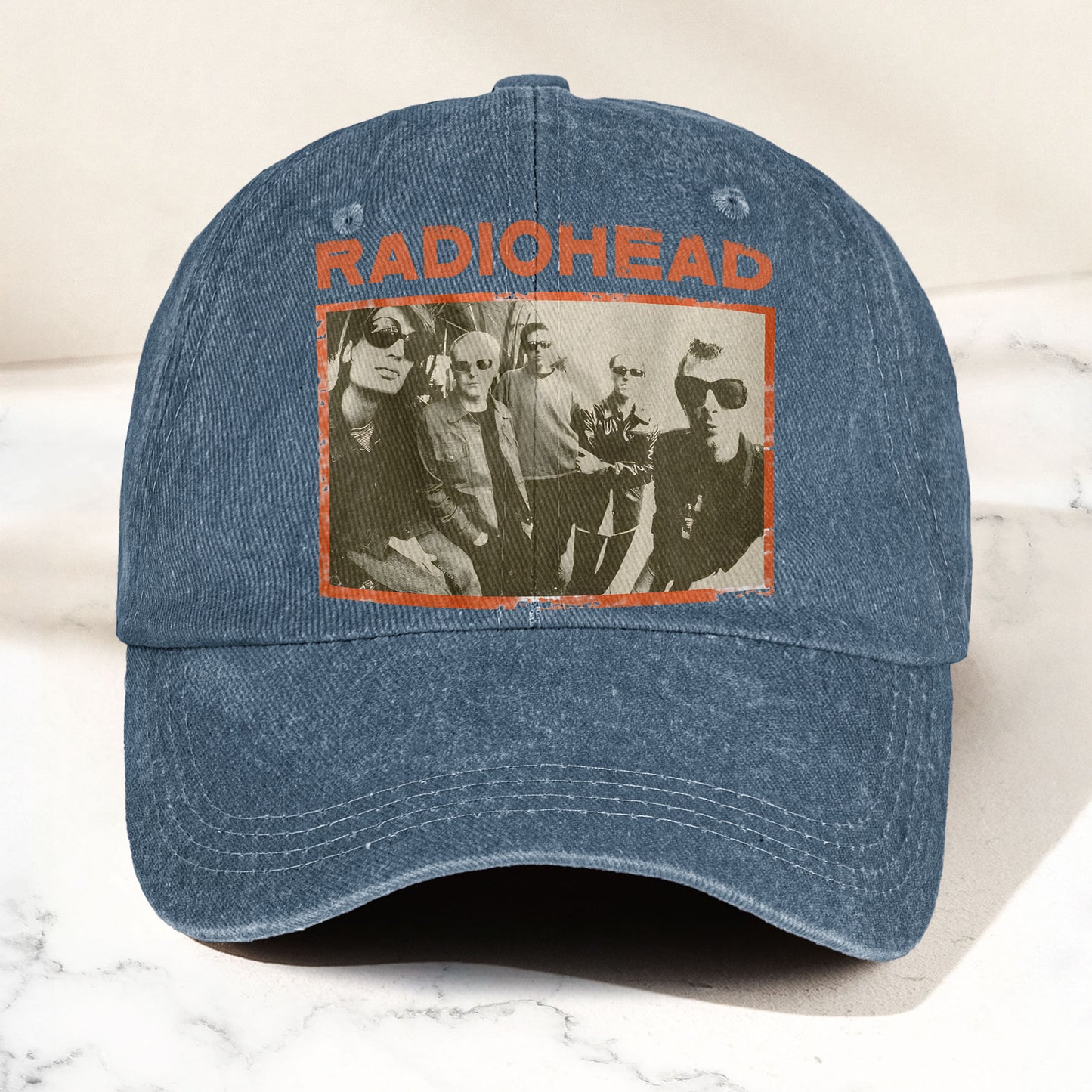 Radiohead Vintage Band Photo Denim Dad Cap – Classic Alternative Rock Hat