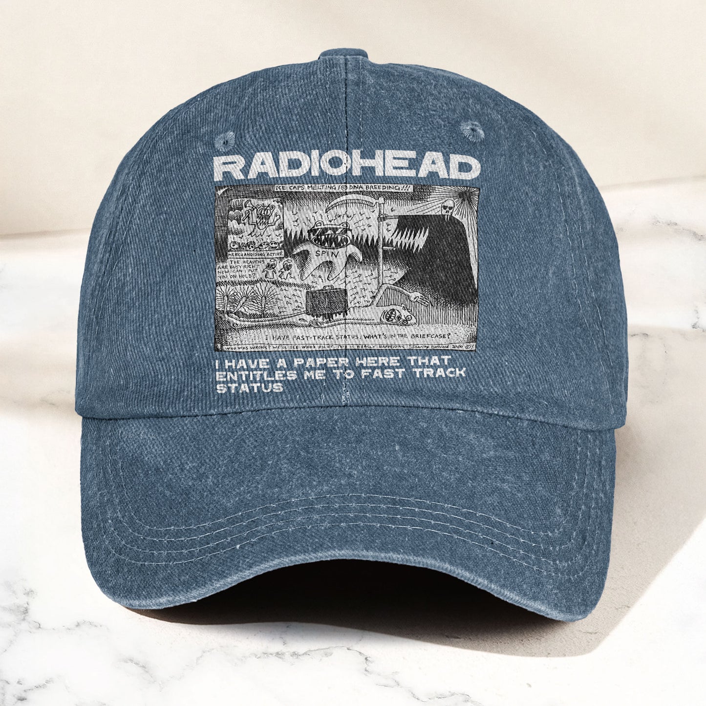 Radiohead Denim Dad Cap – Vintage Washed Alternative Rock Adjustable Hat