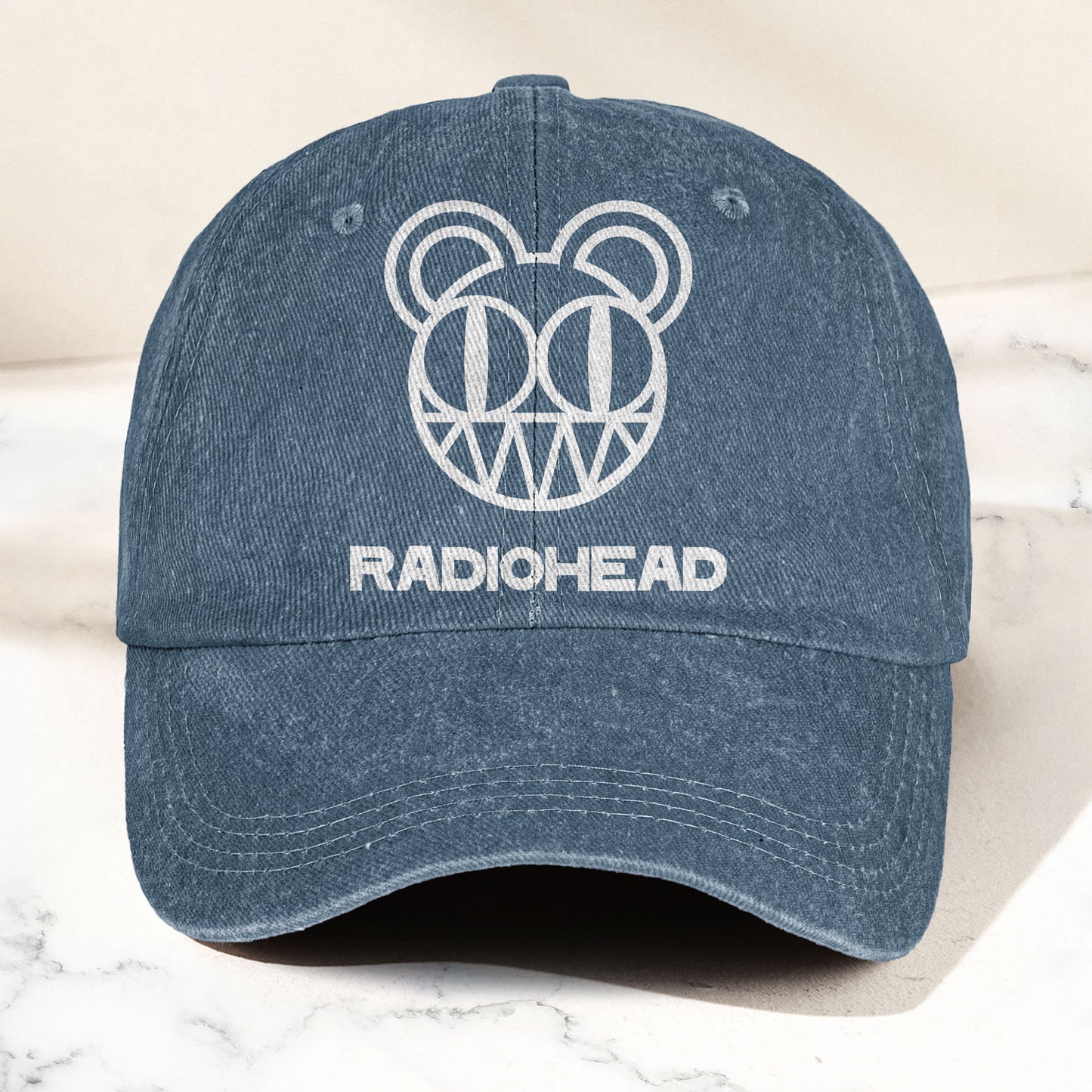 Radiohead Bear Logo Denim Dad Cap – Vintage Washed Alternative Rock Hat