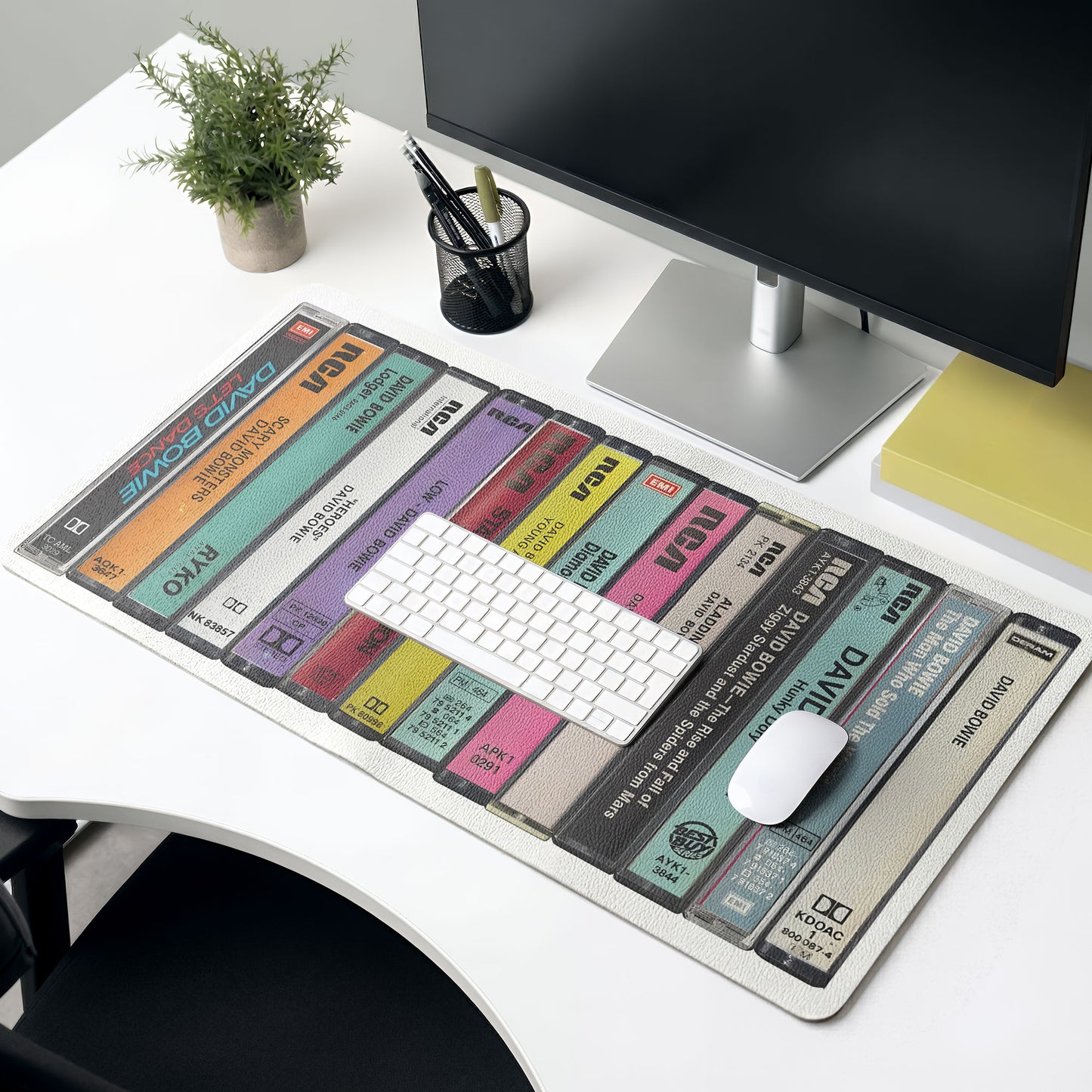 David Bowie Vintage Cassette Tape Stack Desk Mat – Non-slip Office Gift Keyboard Pad Birthday Gift For Music Lovers