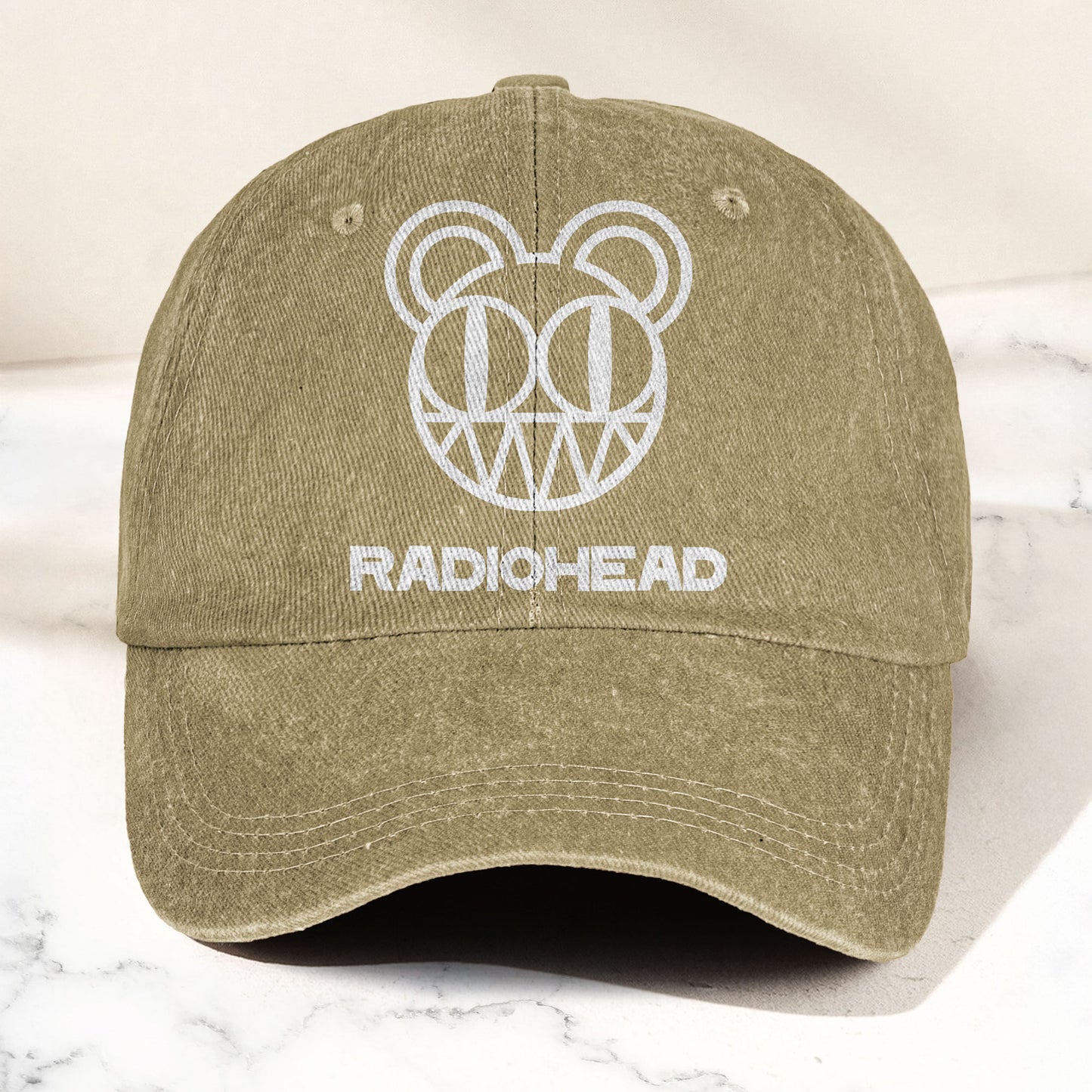Radiohead Bear Logo Denim Dad Cap – Vintage Washed Alternative Rock Hat