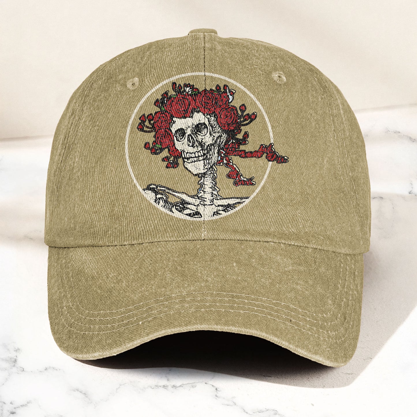 Grateful Dead Denim Dad Cap – Skull & Roses Vintage Design (With BOX)