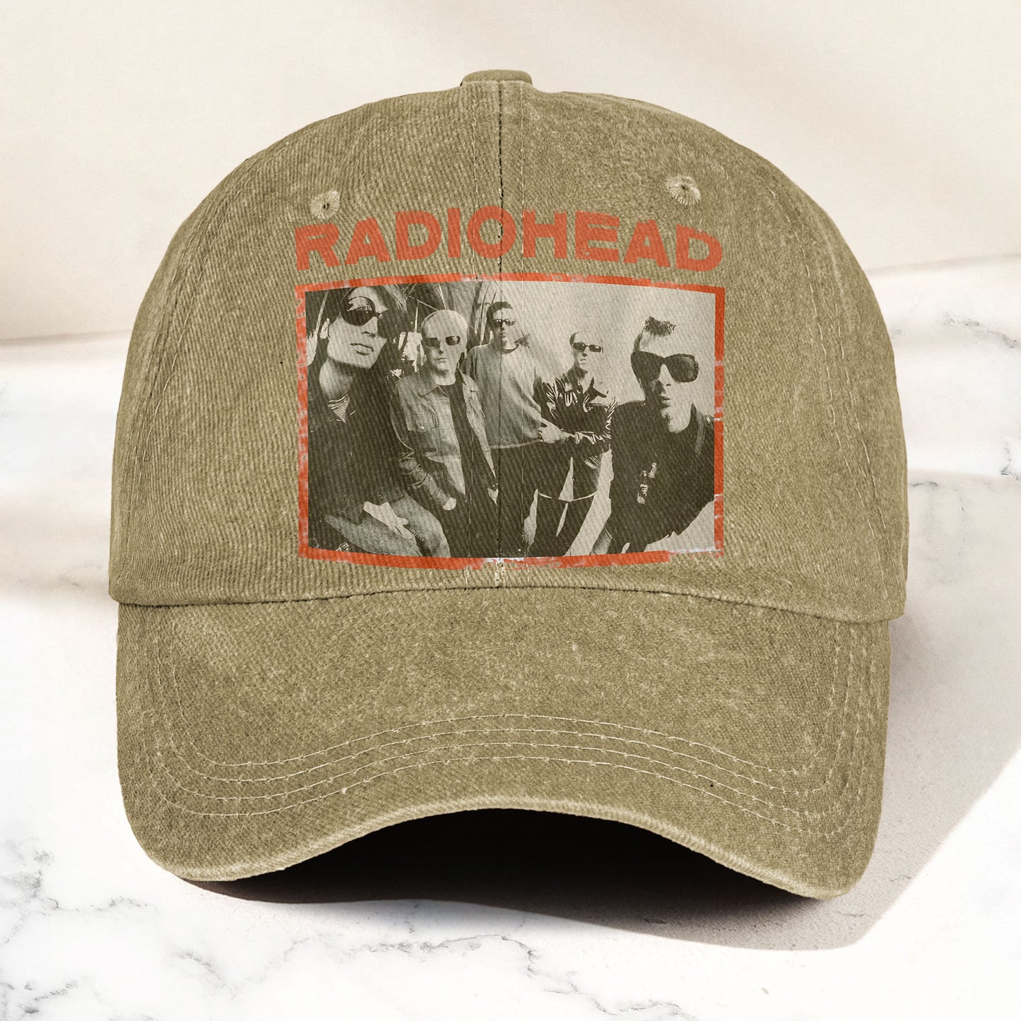 Radiohead Vintage Band Photo Denim Dad Cap – Classic Alternative Rock Hat