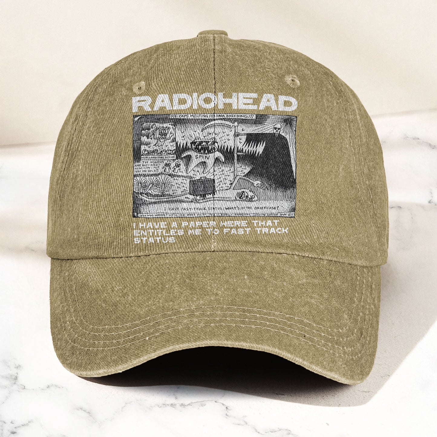 Radiohead Denim Dad Cap – Vintage Washed Alternative Rock Adjustable Hat