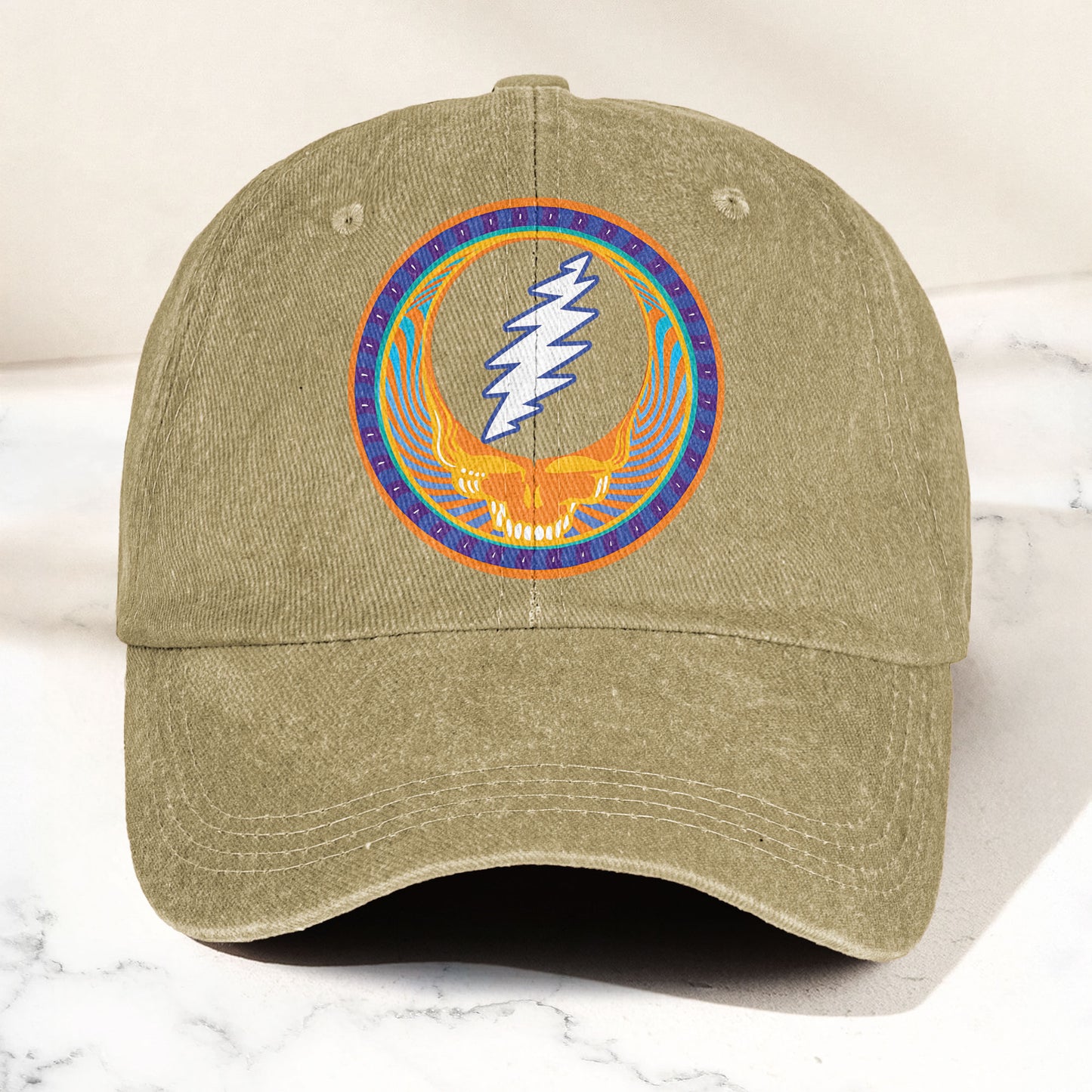 Grateful Dead Denim Dad Cap – Steal Your Face Skull Design (With BOX)
