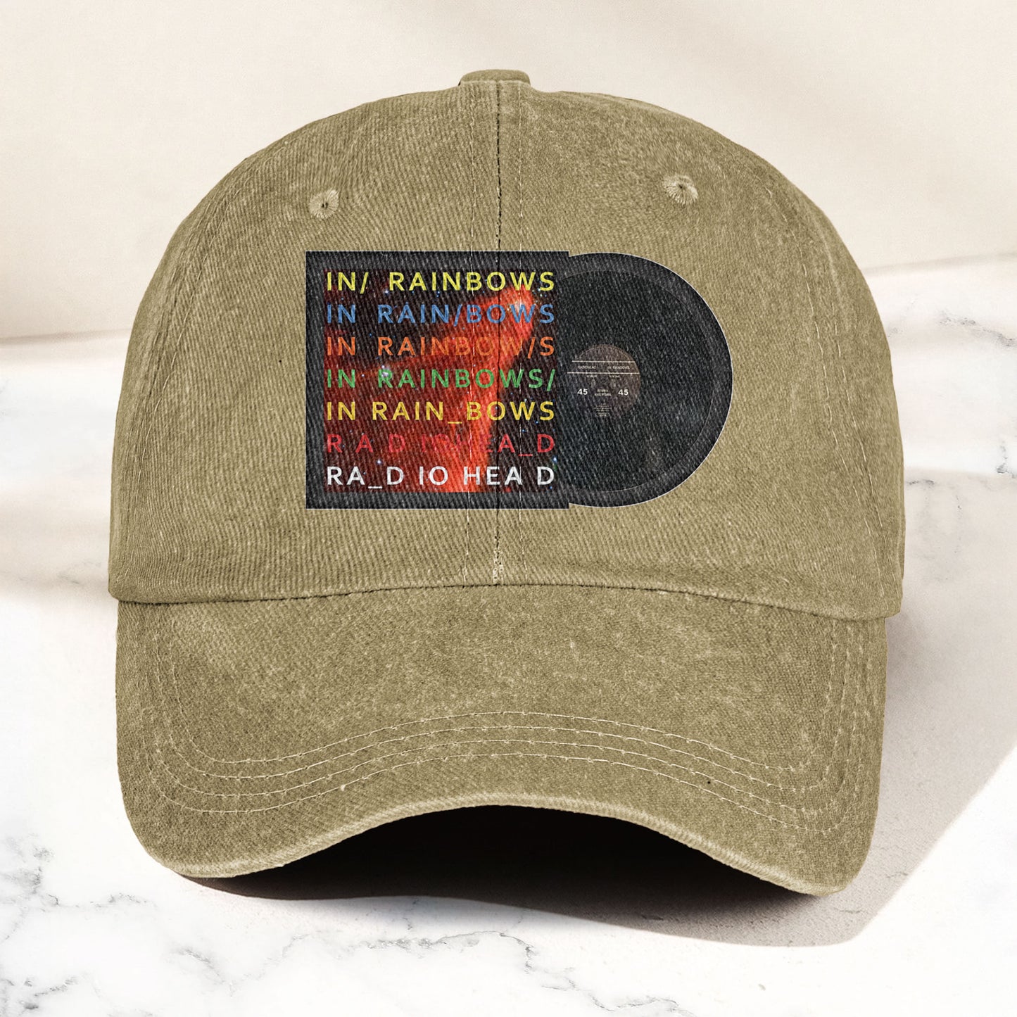 Radiohead In Rainbows Denim Dad Cap – Vintage Washed Alternative Rock Hat