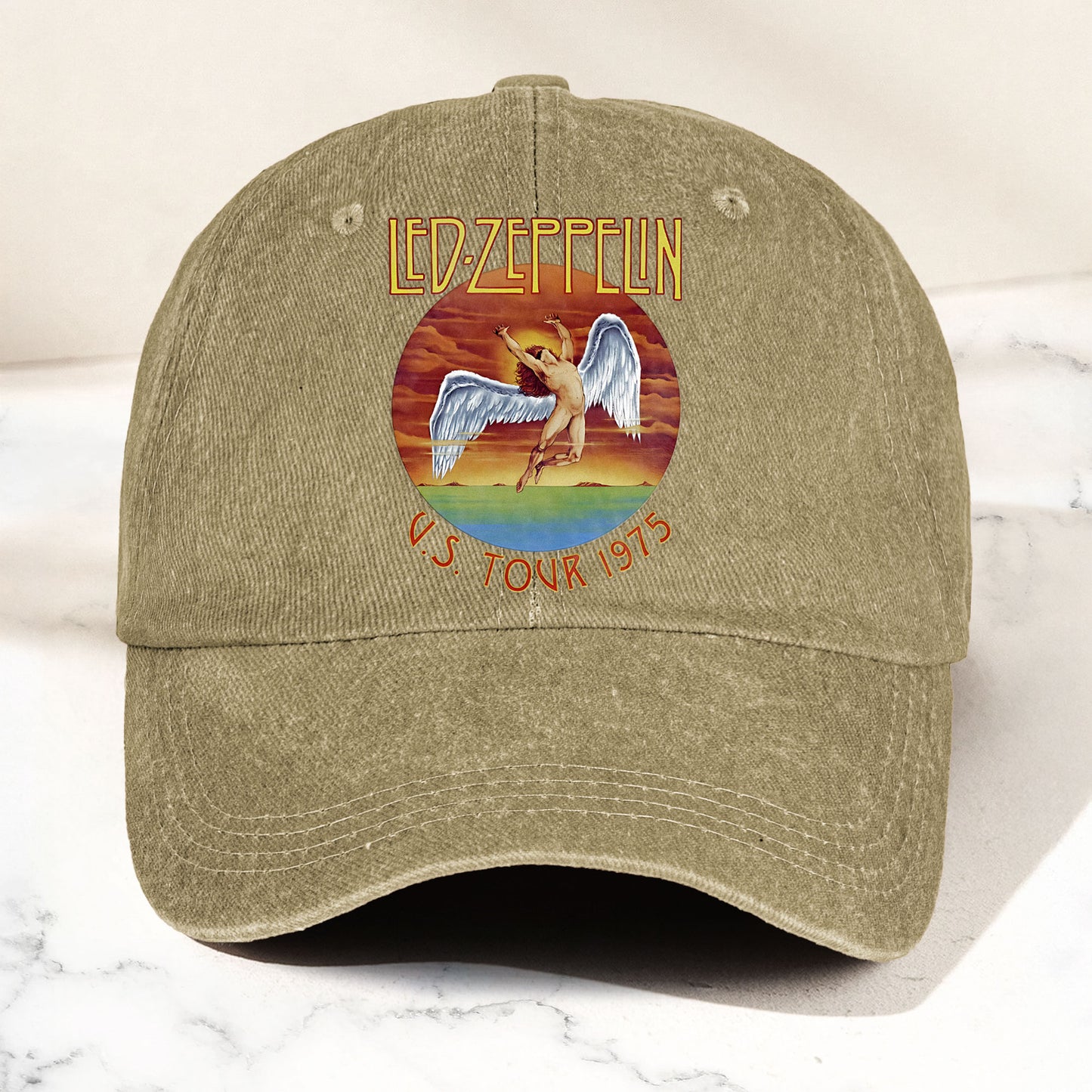 Led Zeppelin Denim Dad Cap – U.S. Tour 1975 Vintage Angel Design ( With BOX)