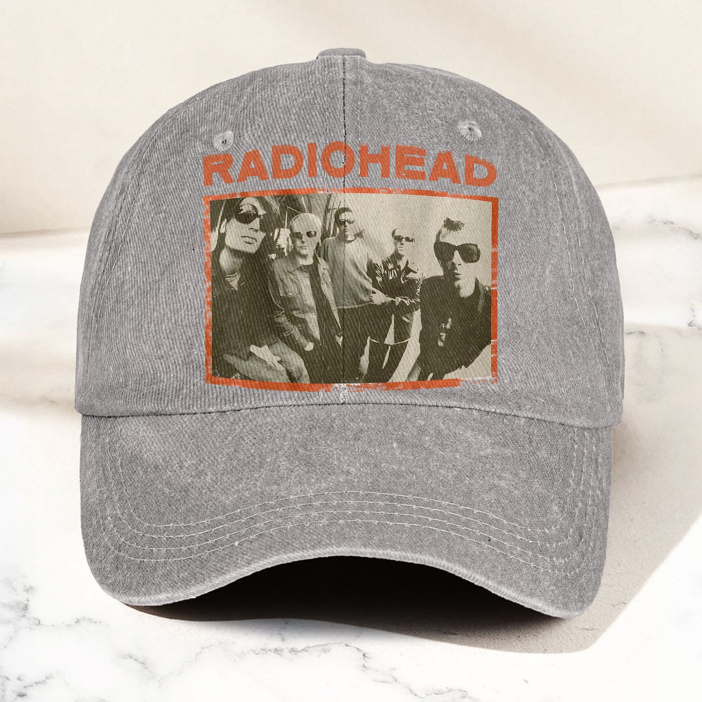Radiohead Vintage Band Photo Denim Dad Cap – Classic Alternative Rock Hat