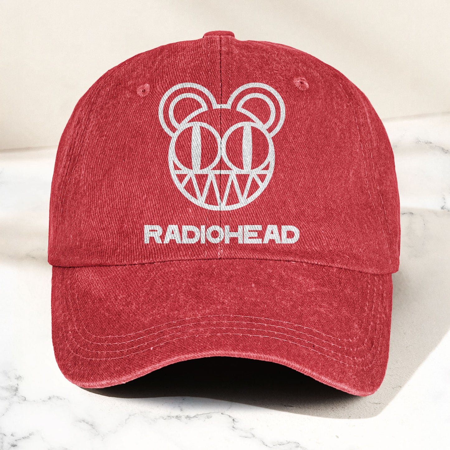 Radiohead Bear Logo Denim Dad Cap – Vintage Washed Alternative Rock Hat