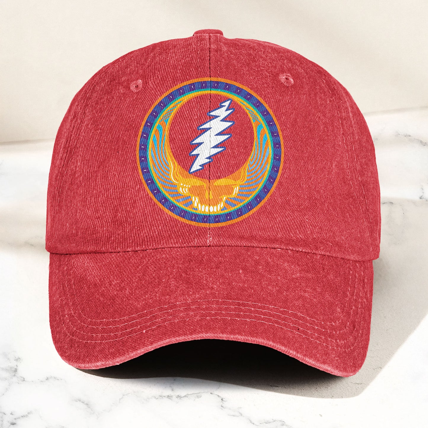 Grateful Dead Denim Dad Cap – Steal Your Face Skull Design (With BOX)