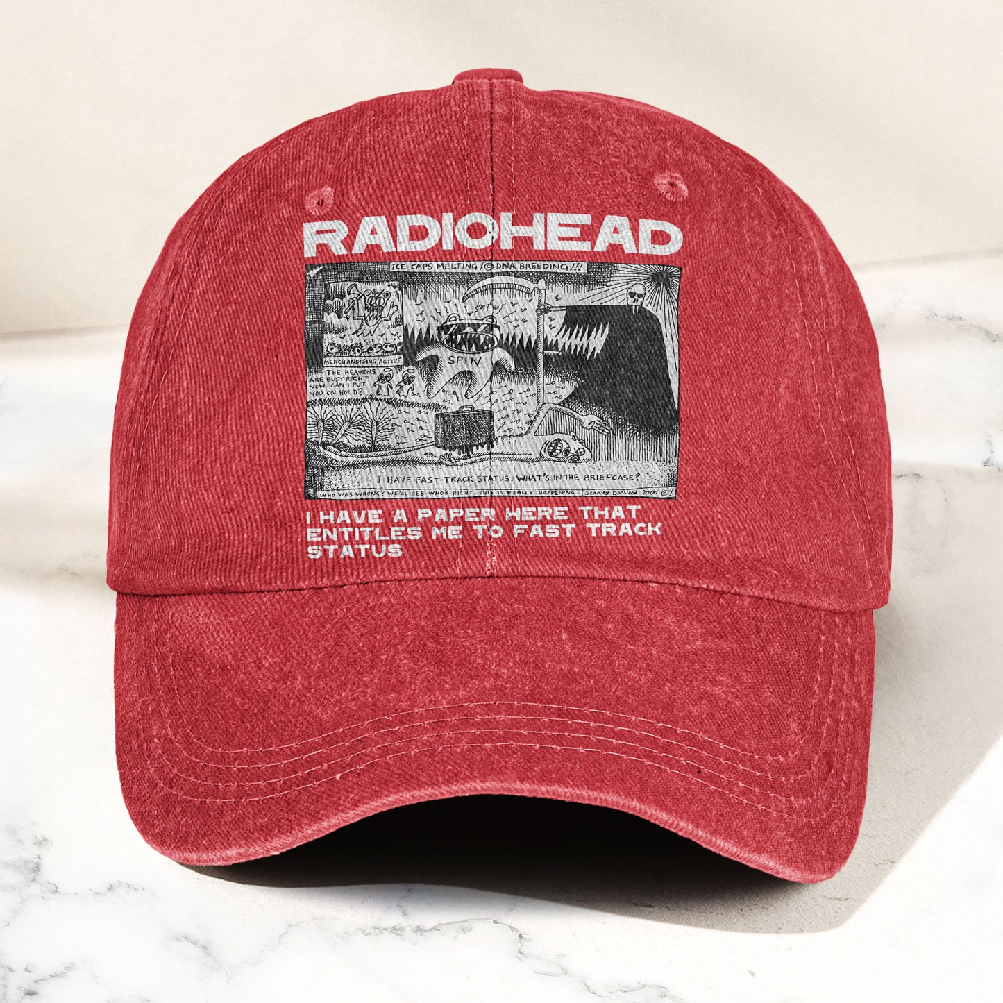 Radiohead Denim Dad Cap – Vintage Washed Alternative Rock Adjustable Hat