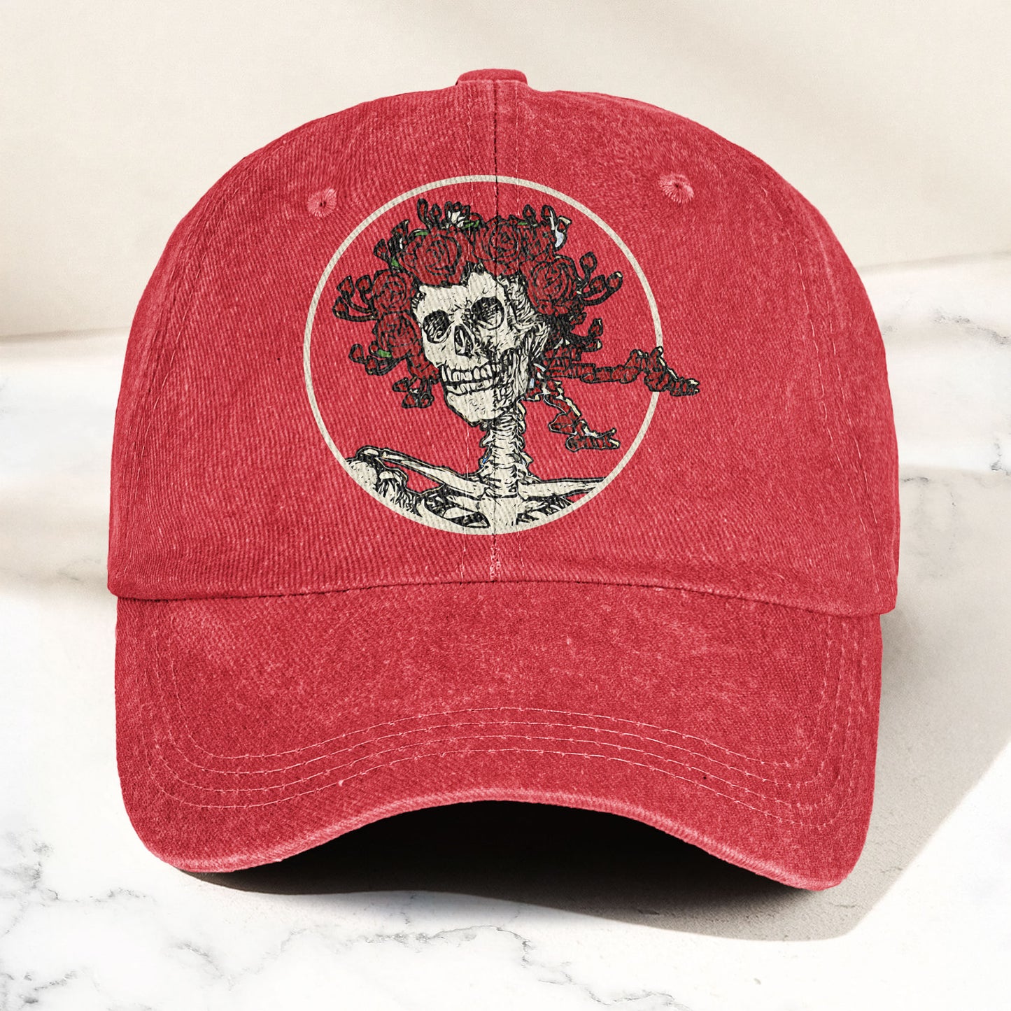 Grateful Dead Denim Dad Cap – Skull & Roses Vintage Design (With BOX)