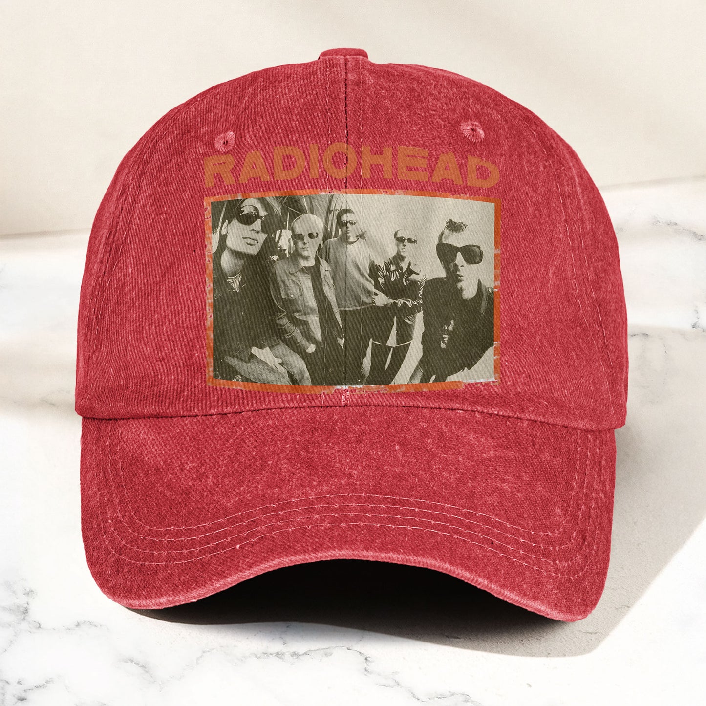 Radiohead Vintage Band Photo Denim Dad Cap – Classic Alternative Rock Hat