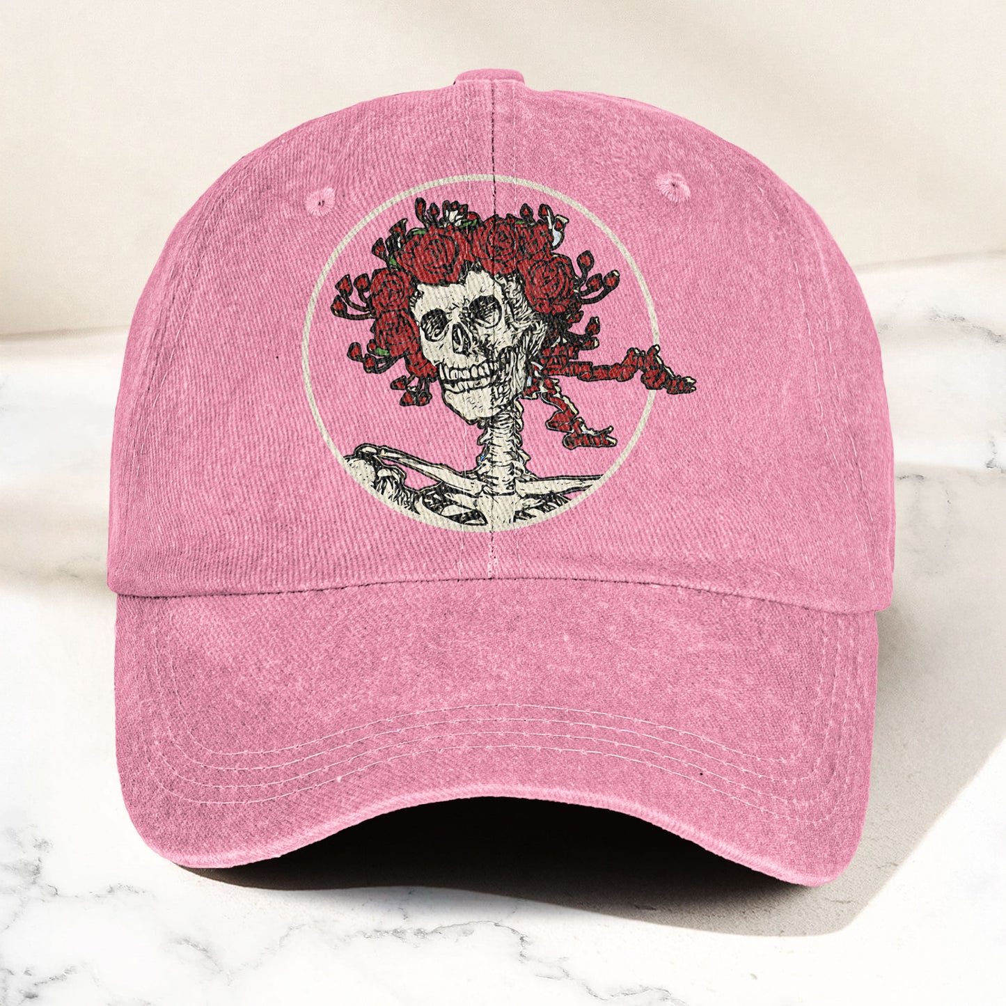 Grateful Dead Denim Dad Cap – Skull & Roses Vintage Design (With BOX)