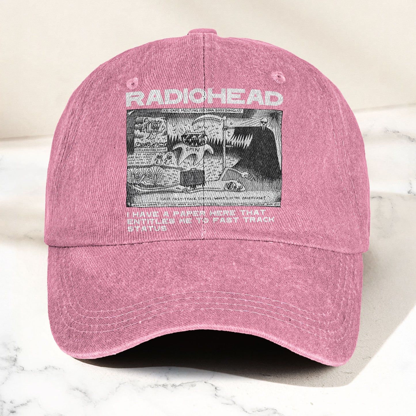 Radiohead Denim Dad Cap – Vintage Washed Alternative Rock Adjustable Hat