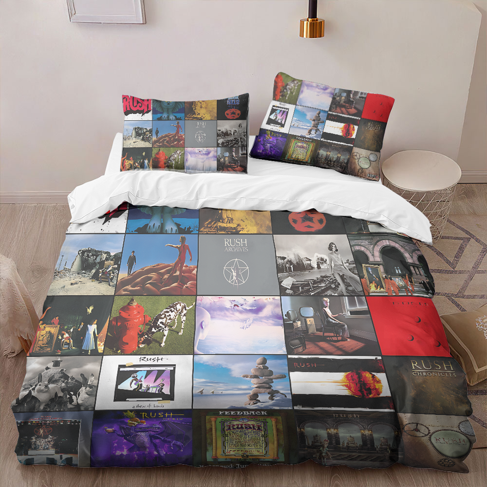 Rush Album Collage Bedding Set – Classic Rock Music Fan Bedroom Decor