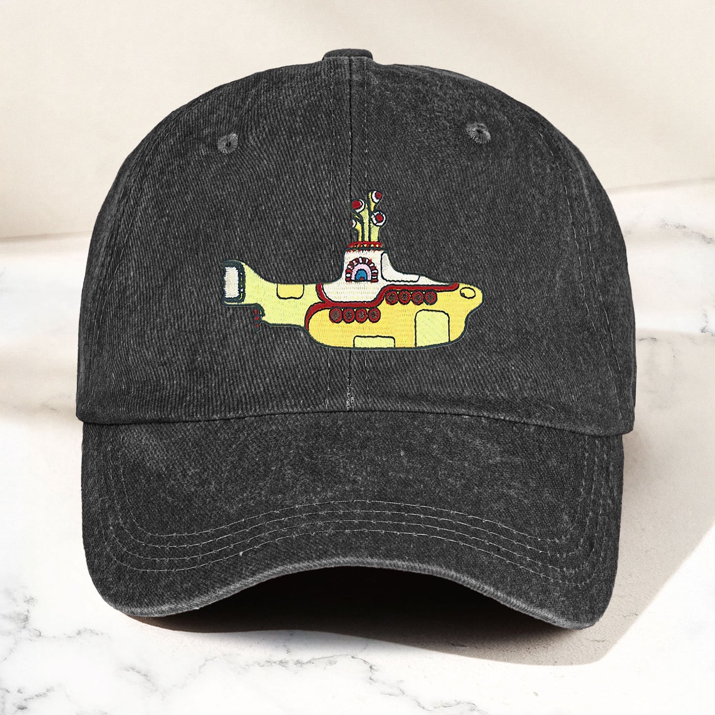 Yellow Submarine Denim Dad Cap – Iconic Walk Design ( With BOX)
