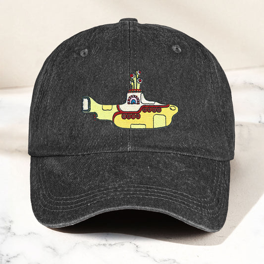 Yellow Submarine Denim Dad Cap – Iconic Walk Design ( With BOX)