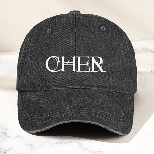 Cher Denim Dad Cap – Classic Icon Logo Design ( With BOX)