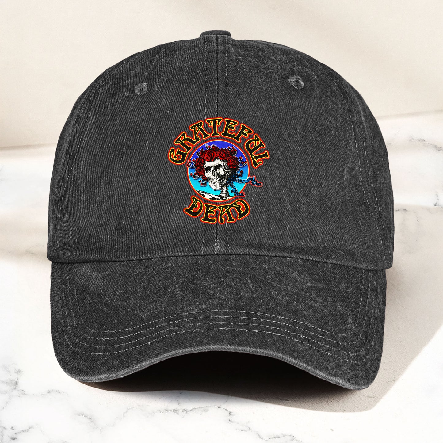 Grateful Dead Denim Dad Cap – Skull & Roses Classic Design ( With BOX)