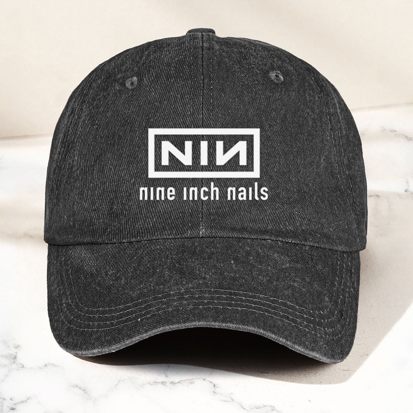 Nine Inch Nails Denim Dad Cap – Classic NIN Logo Design ( With BOX)