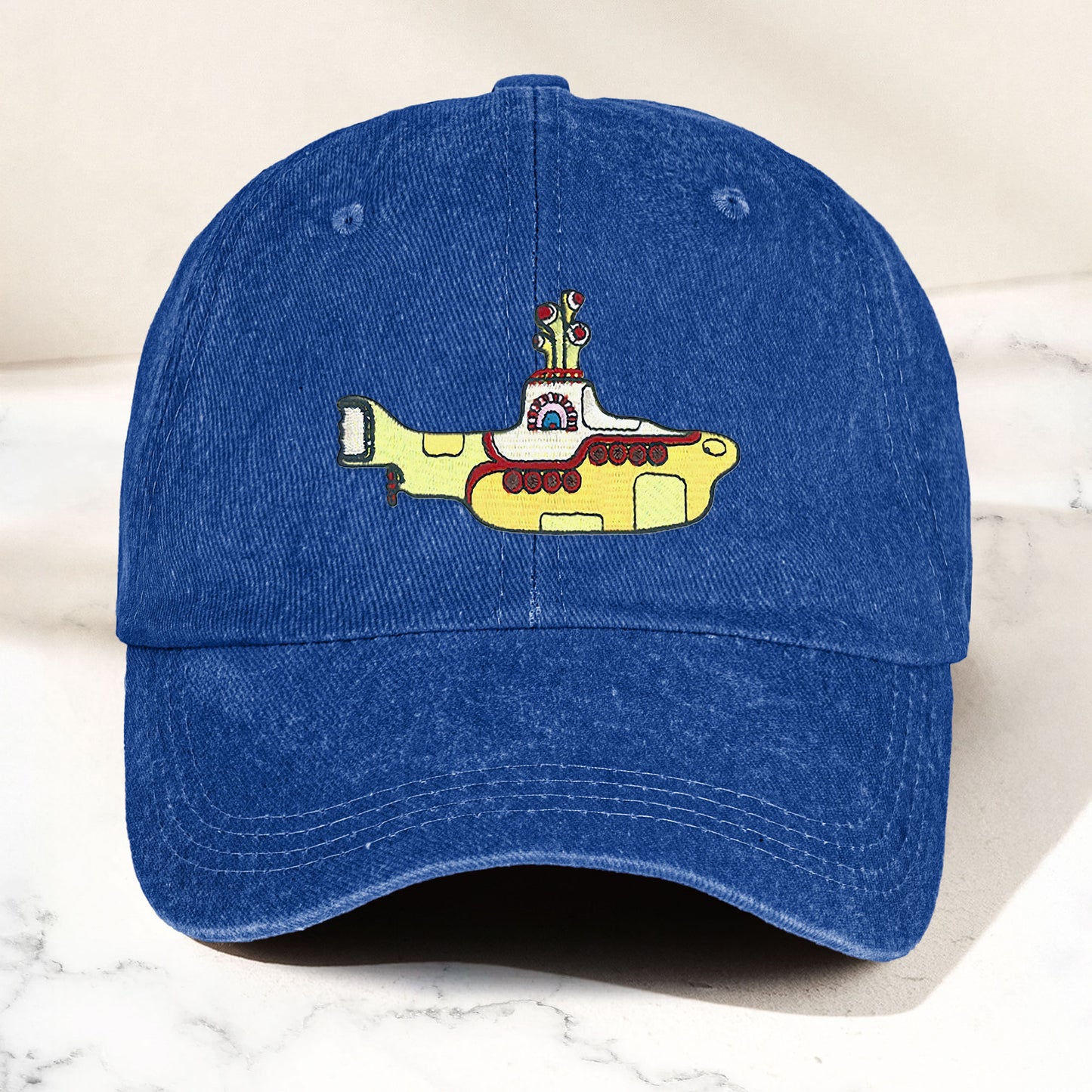 Yellow Submarine Denim Dad Cap – Iconic Walk Design ( With BOX)