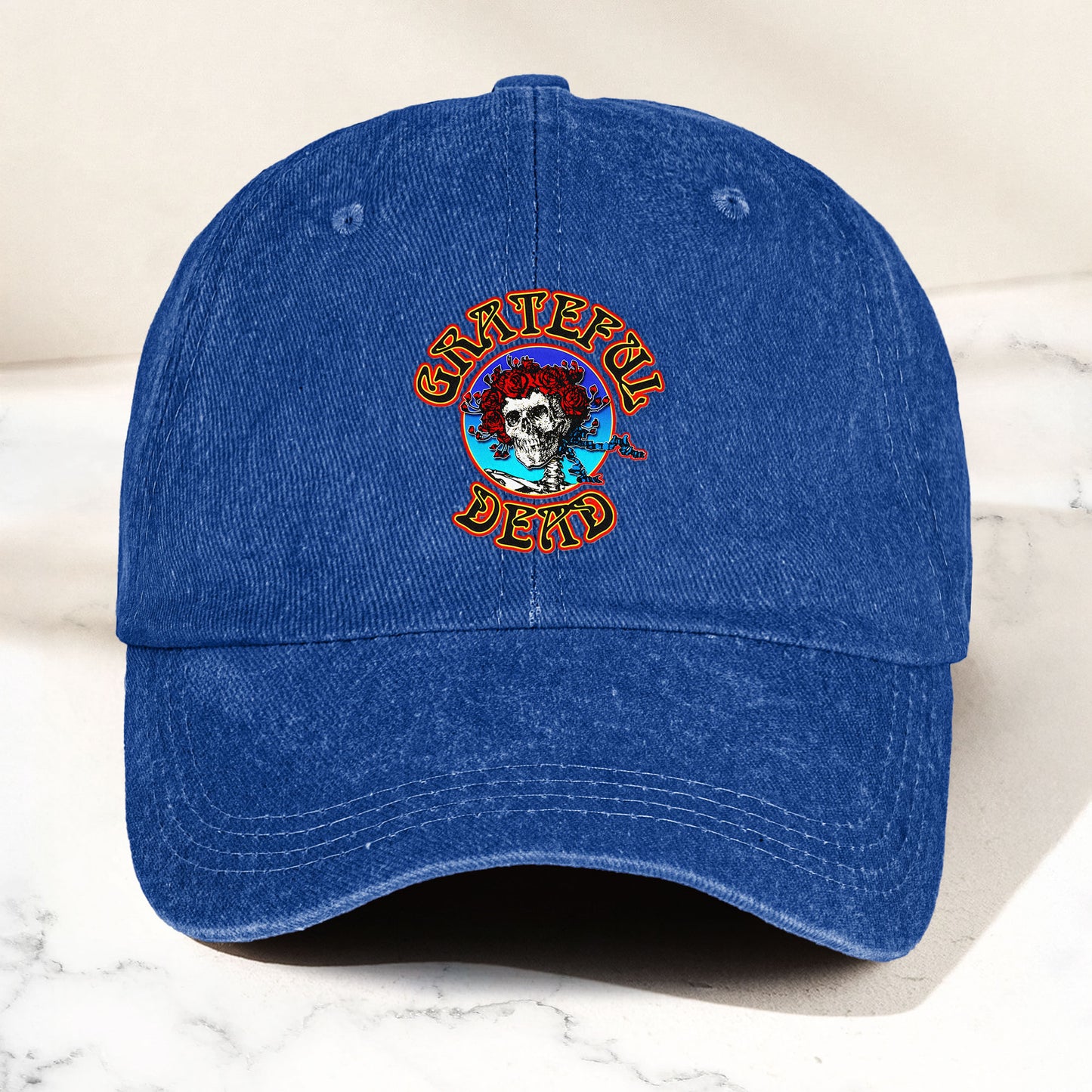 Grateful Dead Denim Dad Cap – Skull & Roses Classic Design ( With BOX)
