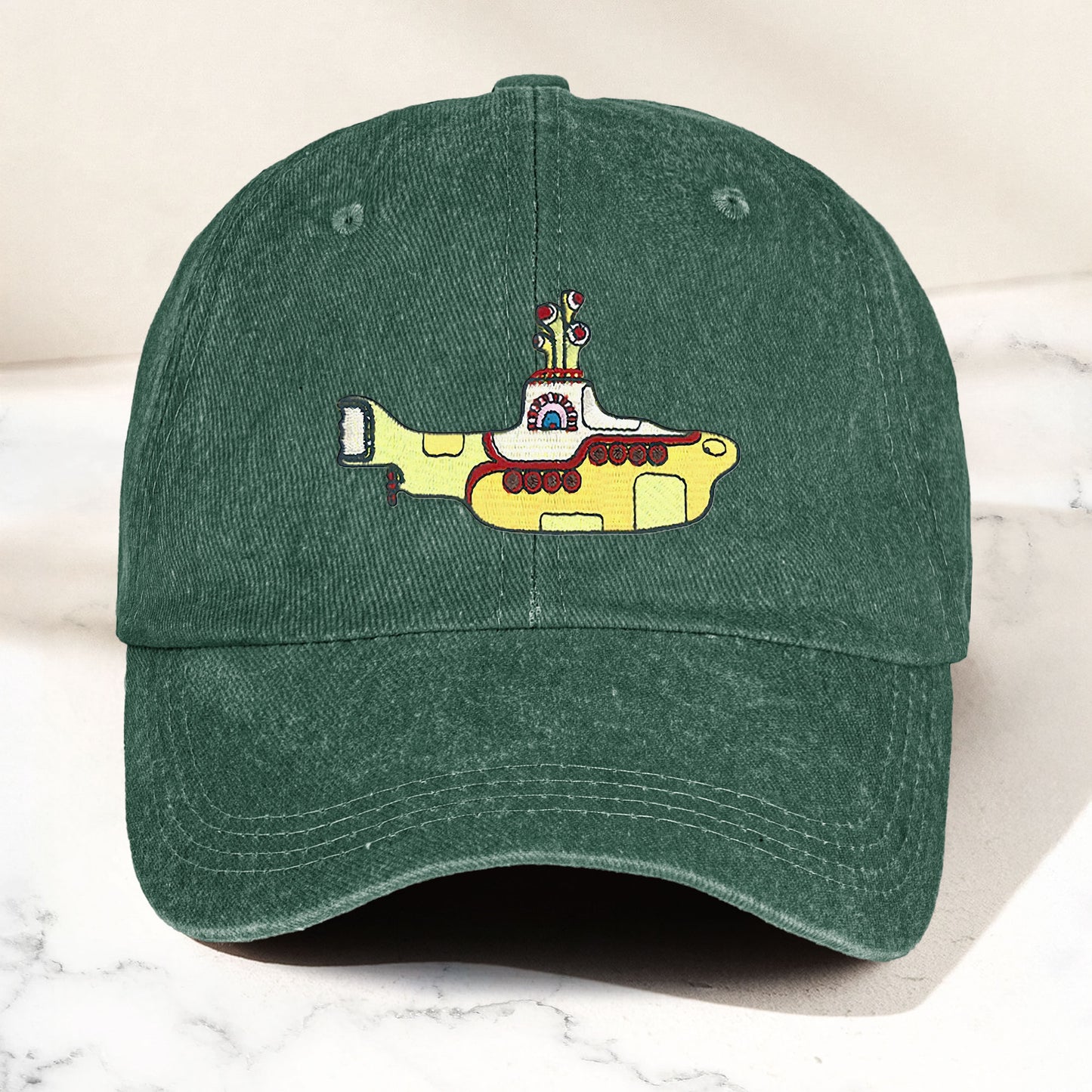 Yellow Submarine Denim Dad Cap – Iconic Walk Design ( With BOX)