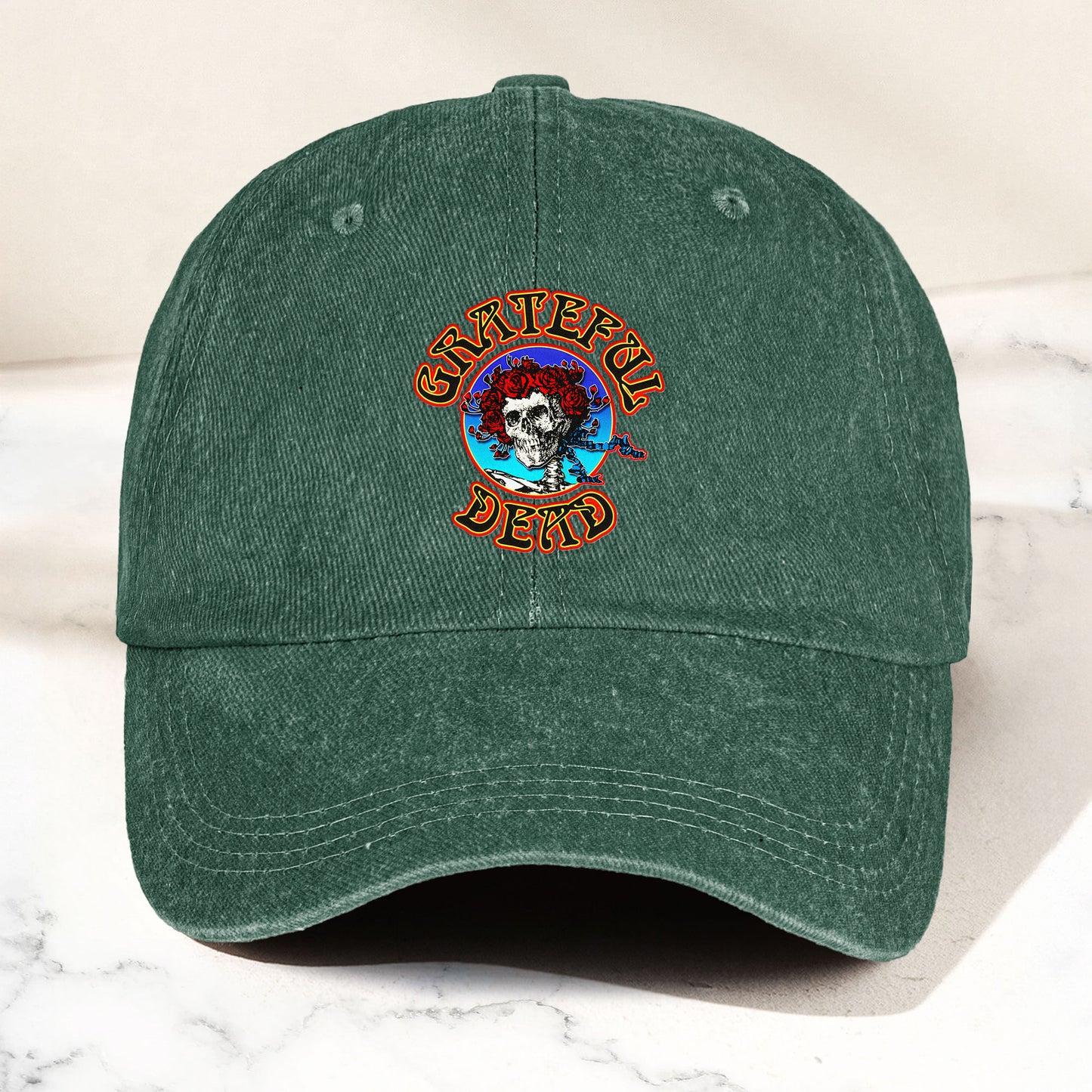 Grateful Dead Denim Dad Cap – Skull & Roses Classic Design ( With BOX)