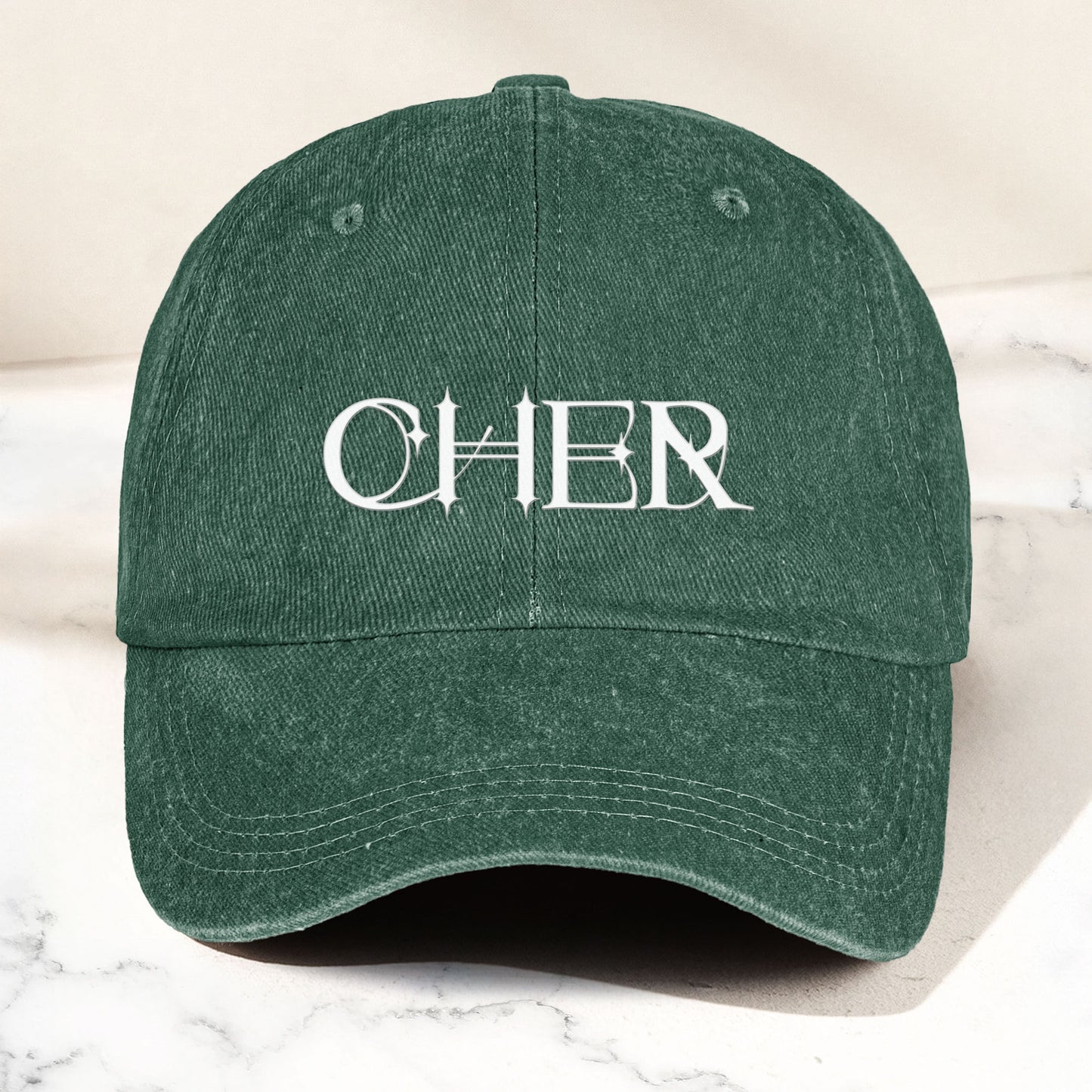 Cher Denim Dad Cap – Classic Icon Logo Design ( With BOX)