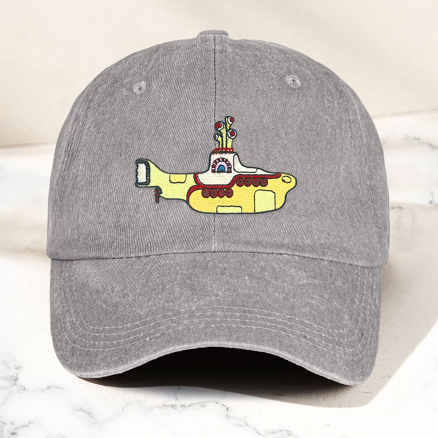 Yellow Submarine Denim Dad Cap – Iconic Walk Design ( With BOX)
