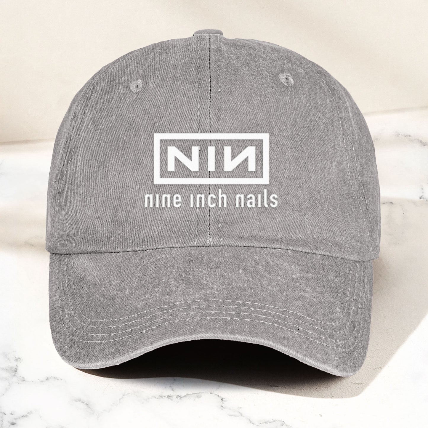 Nine Inch Nails Denim Dad Cap – Classic NIN Logo Design ( With BOX)