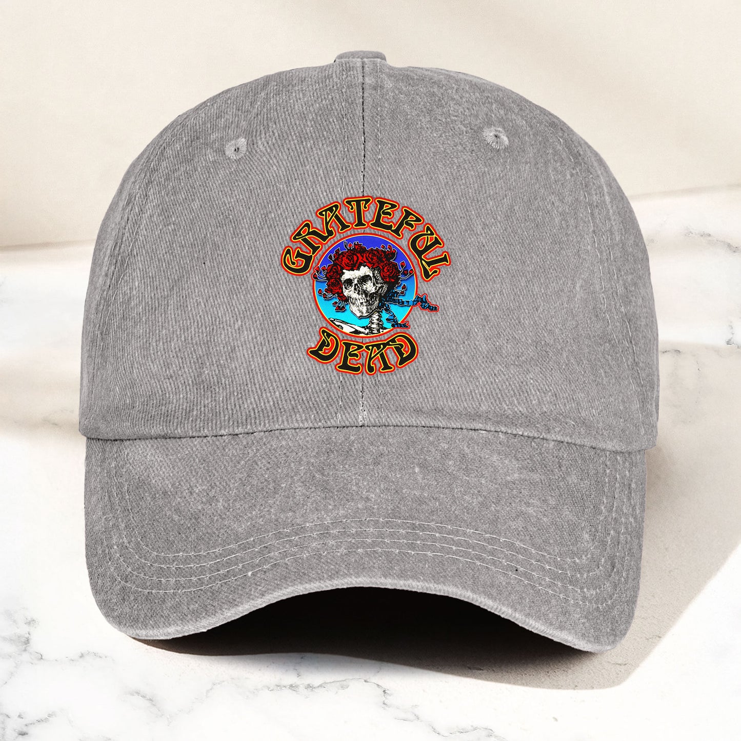 Grateful Dead Denim Dad Cap – Skull & Roses Classic Design ( With BOX)