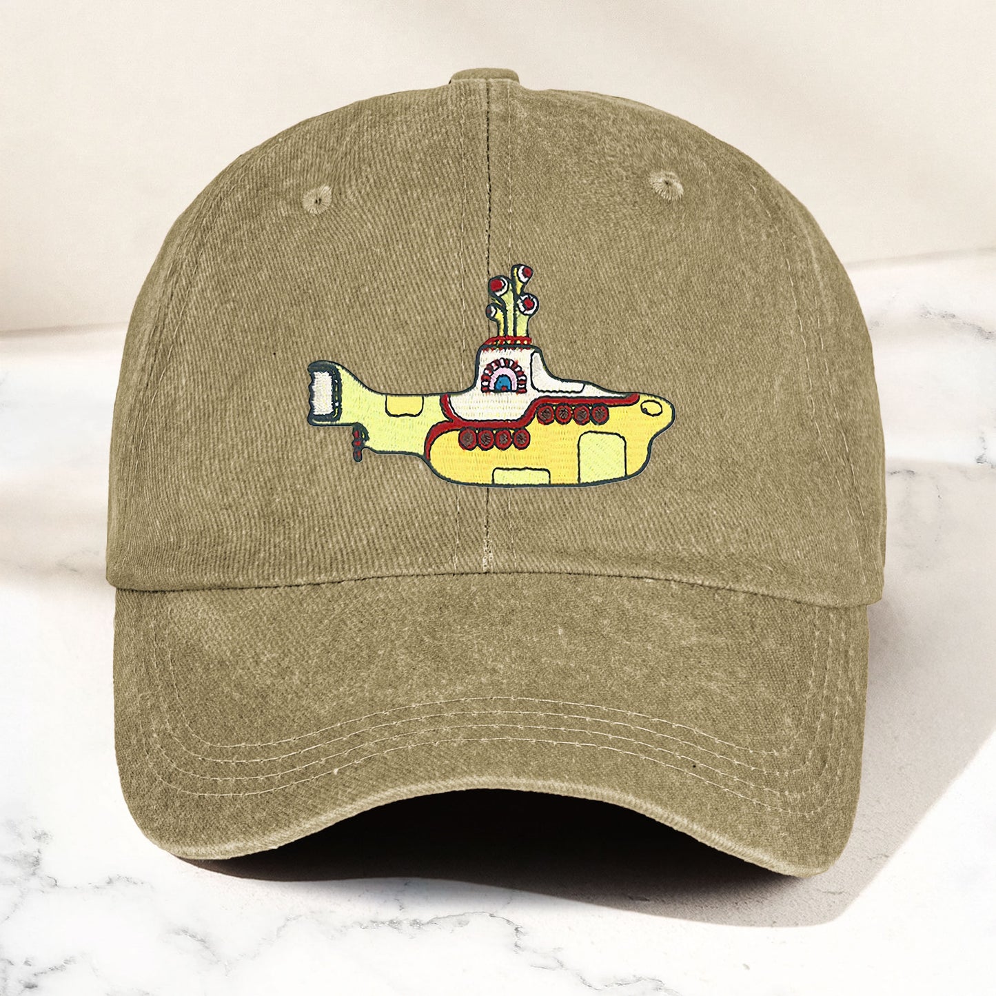 Yellow Submarine Denim Dad Cap – Iconic Walk Design ( With BOX)