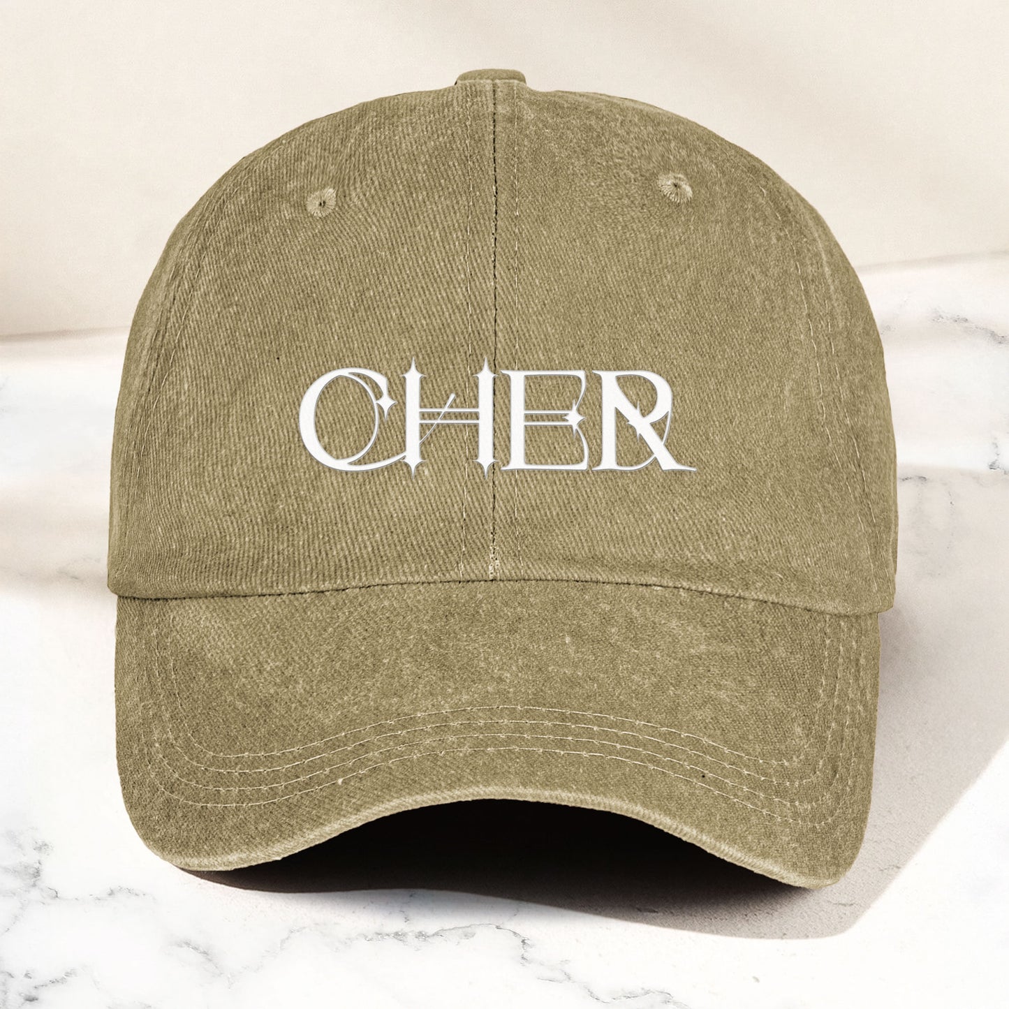 Cher Denim Dad Cap – Classic Icon Logo Design ( With BOX)