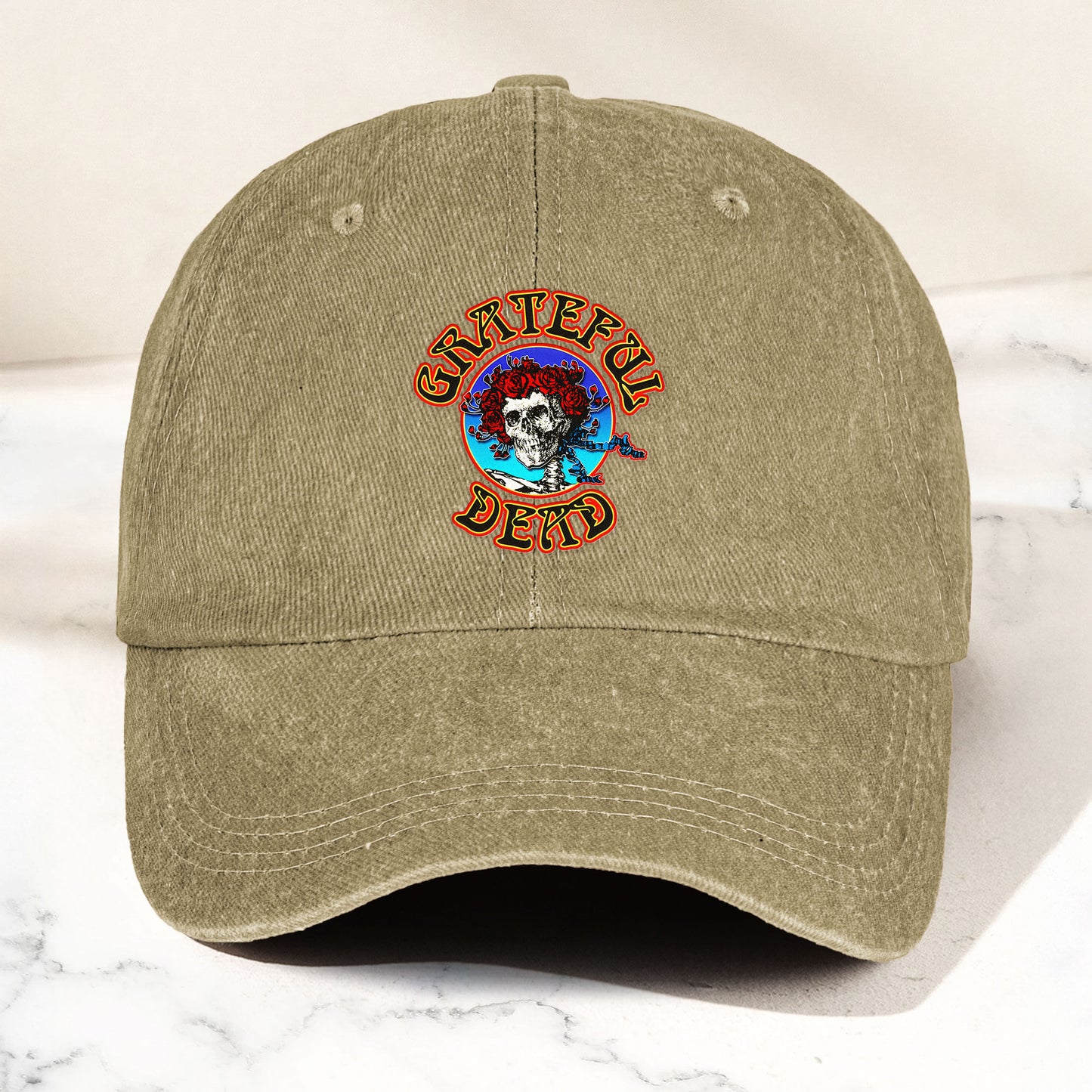 Grateful Dead Denim Dad Cap – Skull & Roses Classic Design ( With BOX)