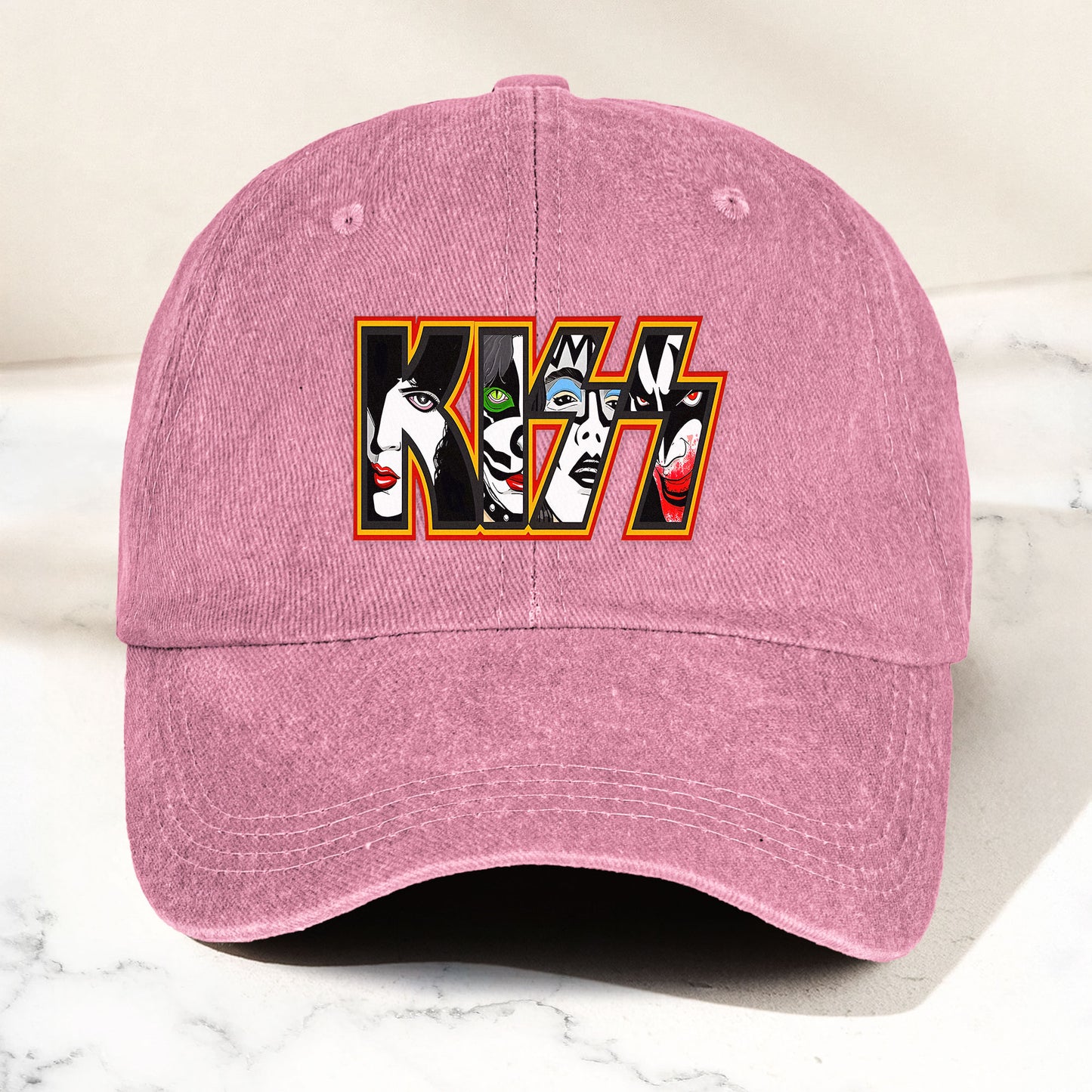 KISS Denim Dad Cap – Iconic Face Collage Logo Design ( With BOX)
