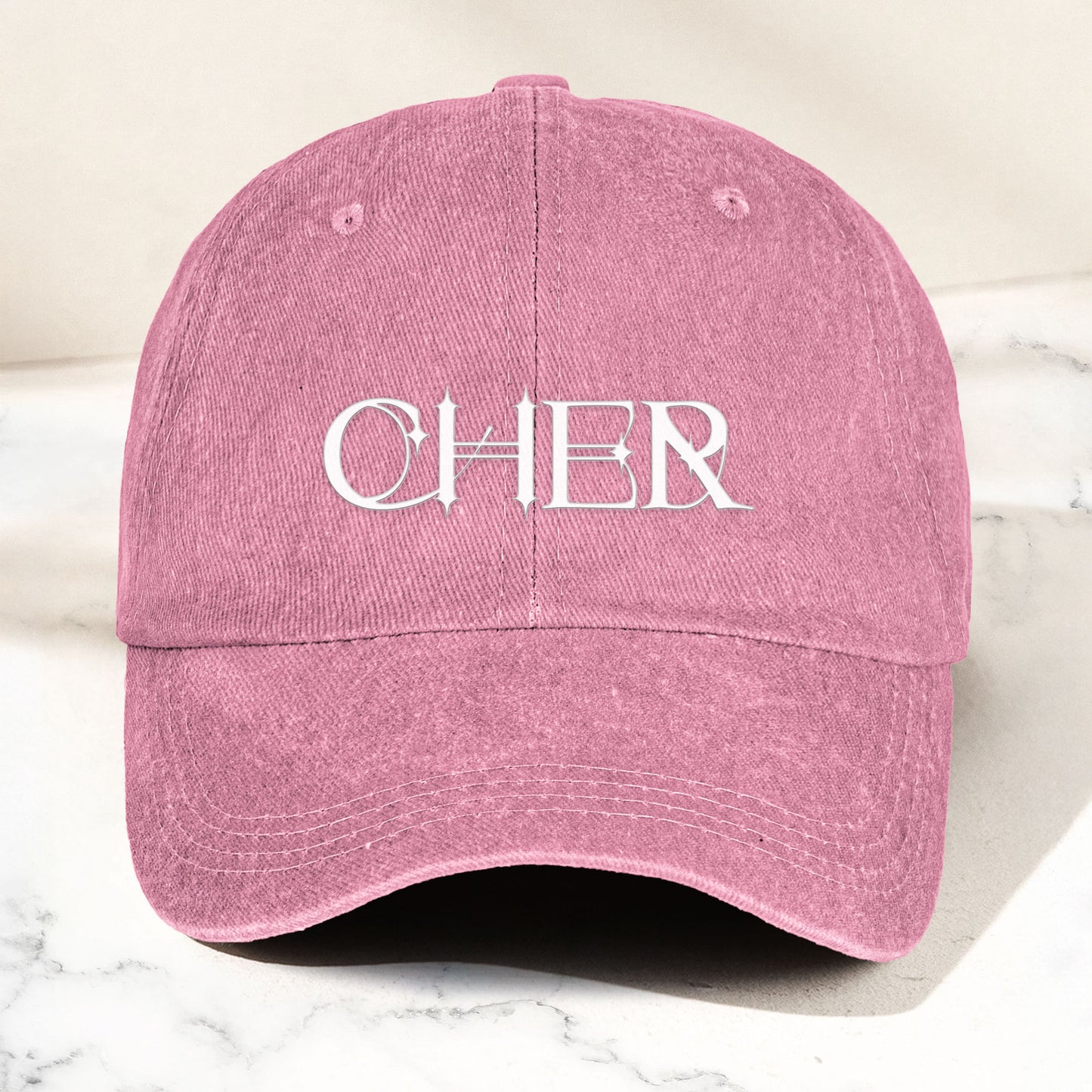 Cher Denim Dad Cap – Classic Icon Logo Design ( With BOX)