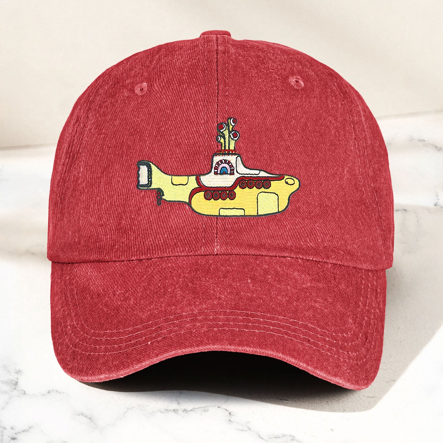 Yellow Submarine Denim Dad Cap – Iconic Walk Design ( With BOX)