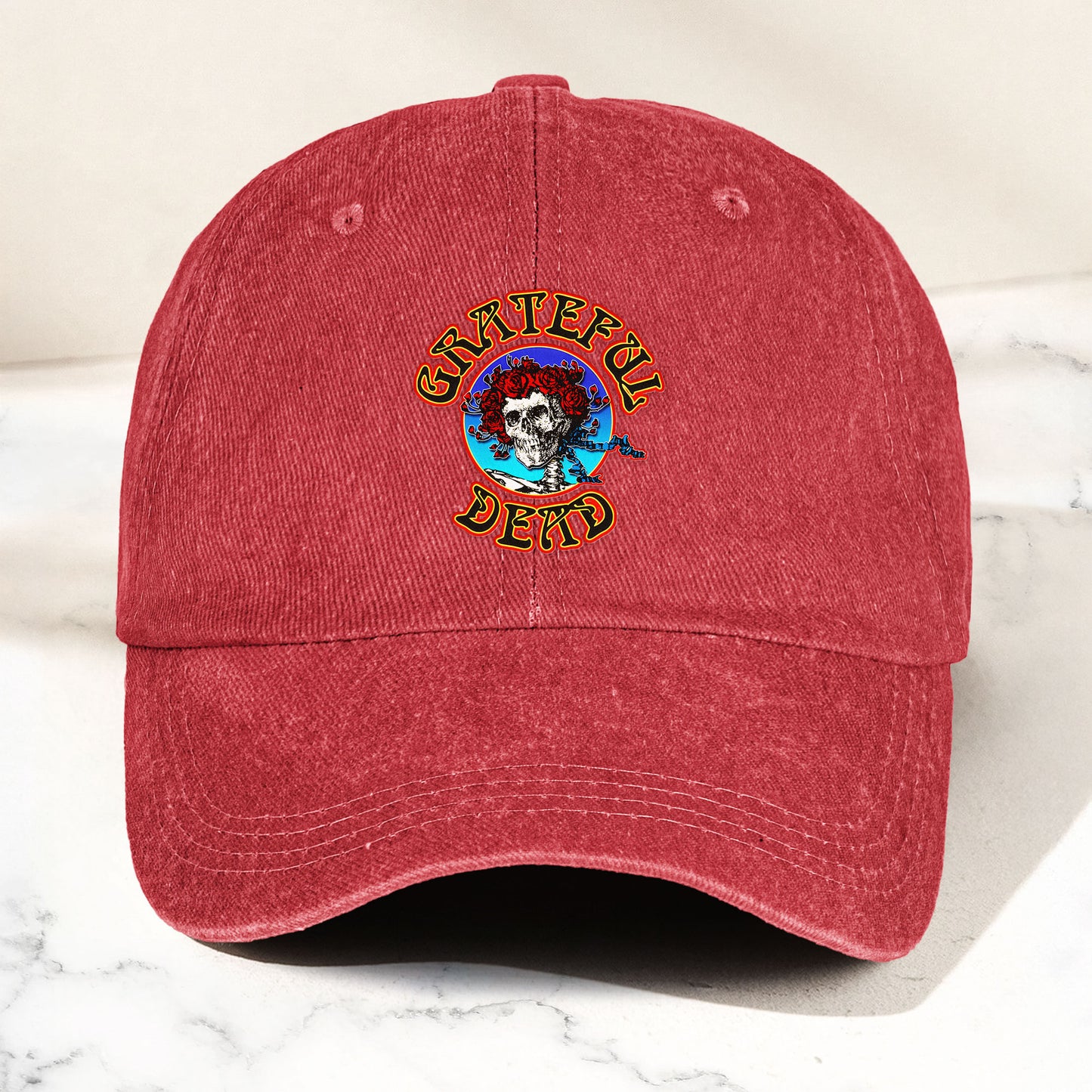 Grateful Dead Denim Dad Cap – Skull & Roses Classic Design ( With BOX)