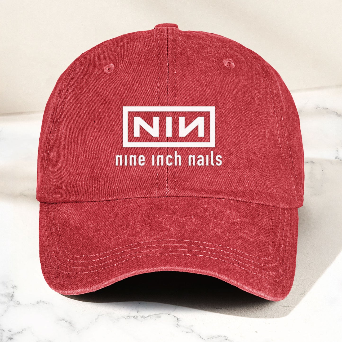 Nine Inch Nails Denim Dad Cap – Classic NIN Logo Design ( With BOX)