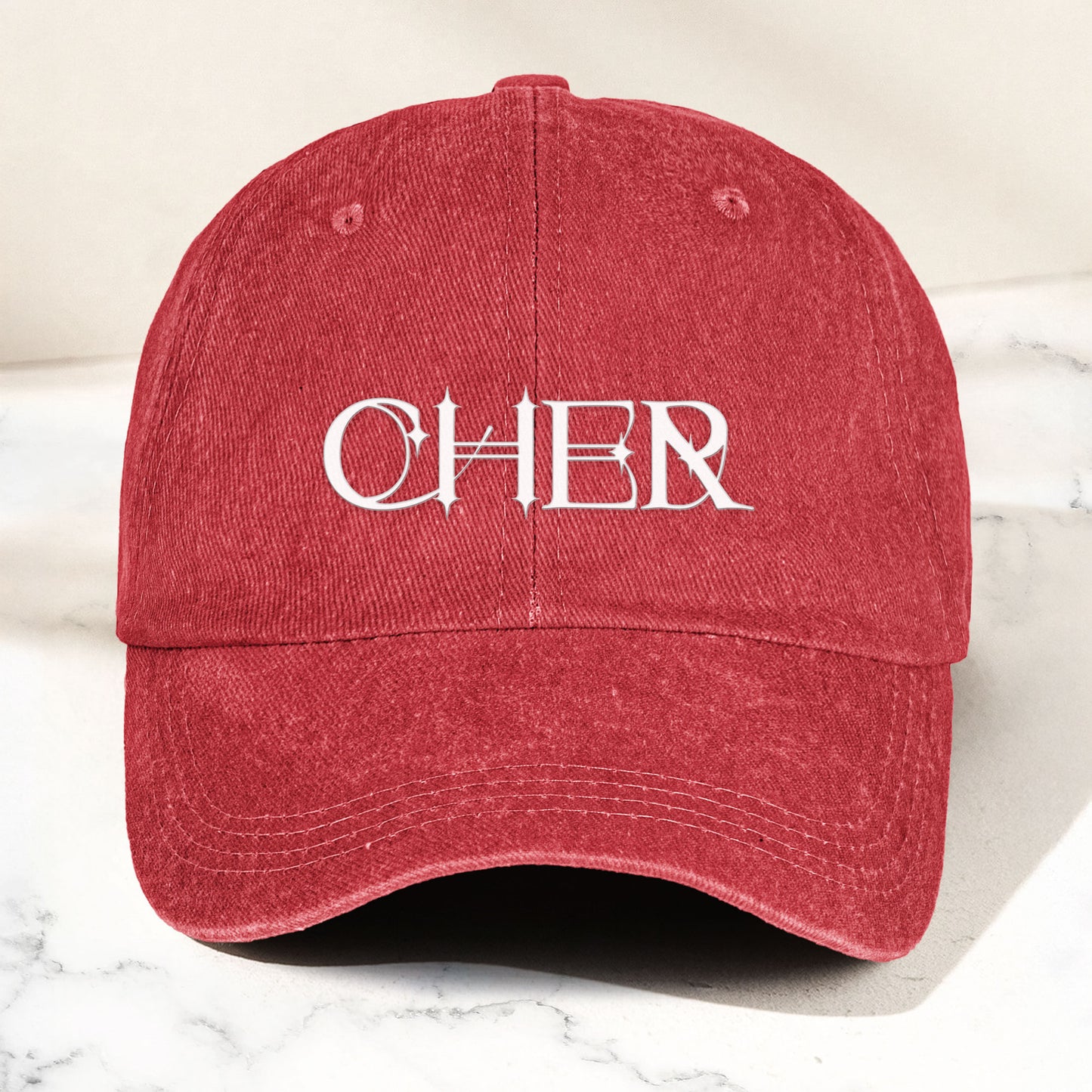 Cher Denim Dad Cap – Classic Icon Logo Design ( With BOX)