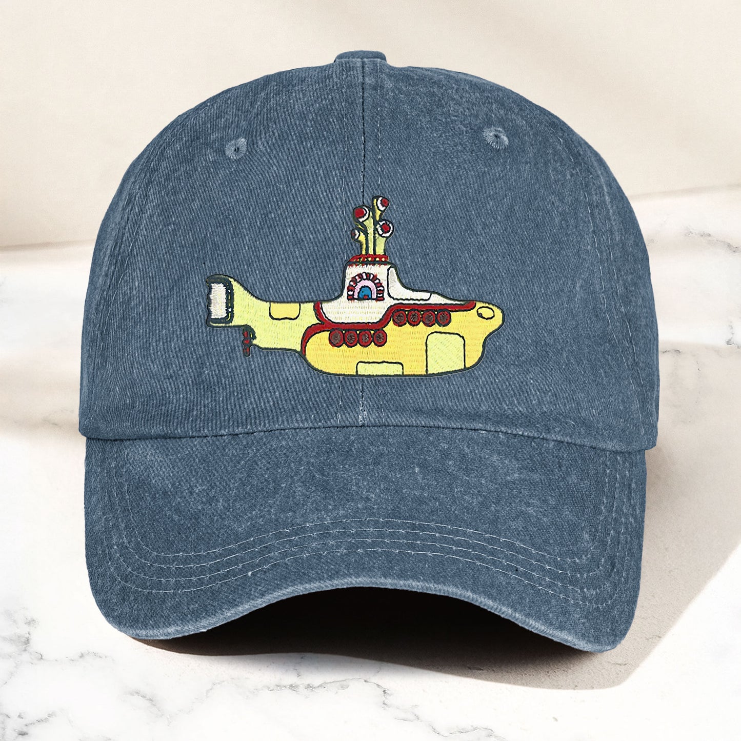 Yellow Submarine Denim Dad Cap – Iconic Walk Design ( With BOX)