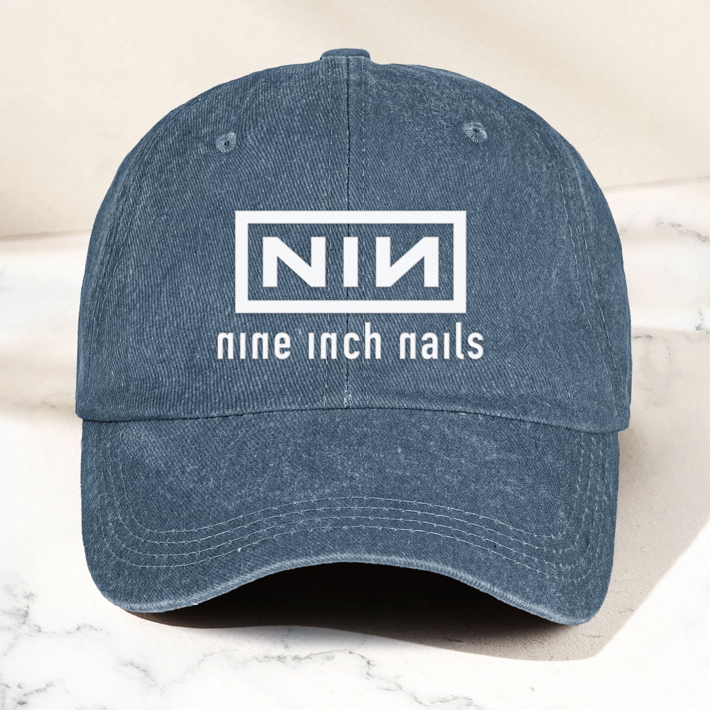 Nine Inch Nails Denim Dad Cap – Classic NIN Logo Design ( With BOX)